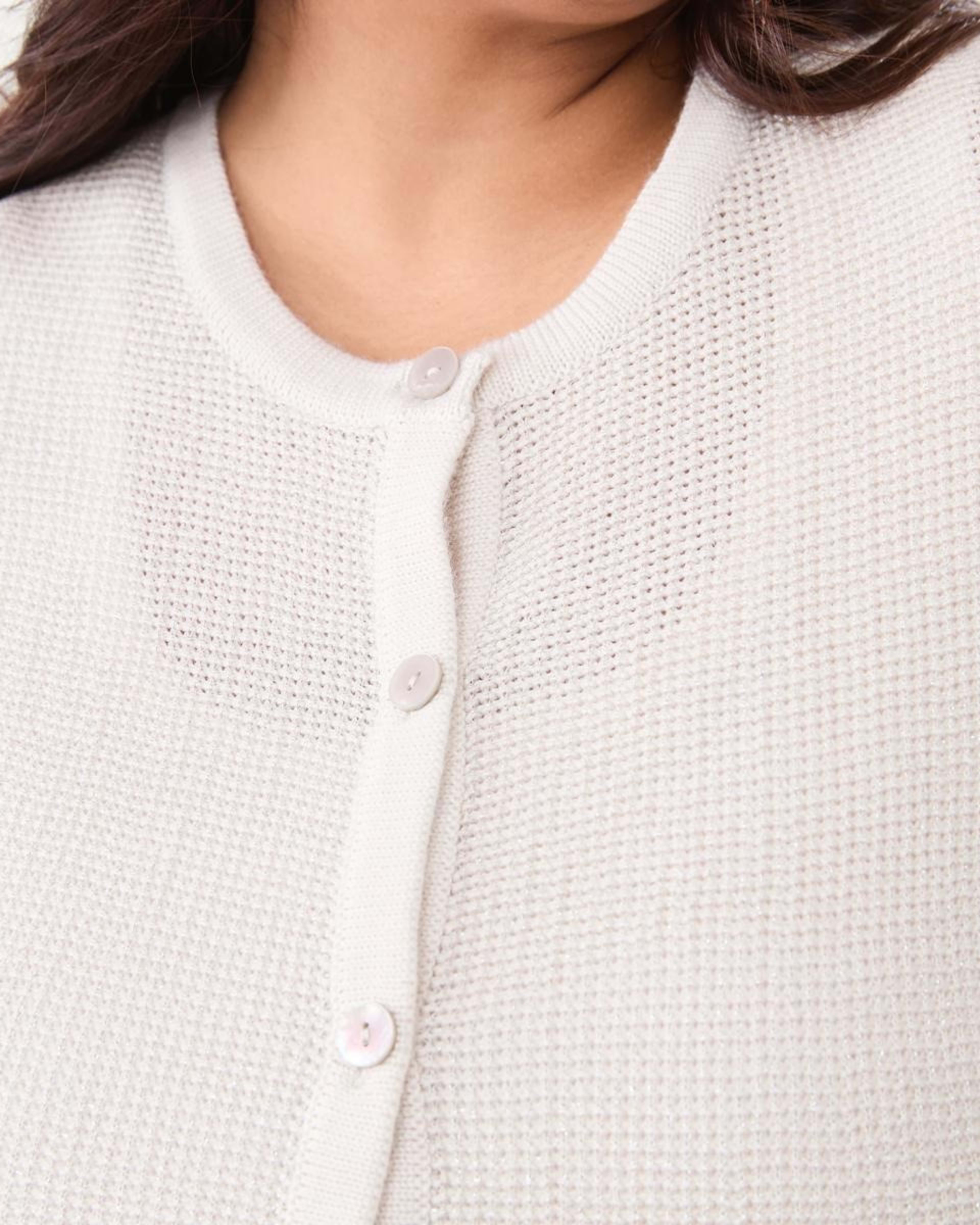 5 Curve Short Sleeve Lurex Cardigan NATURAL BEIGE, 5 of 5