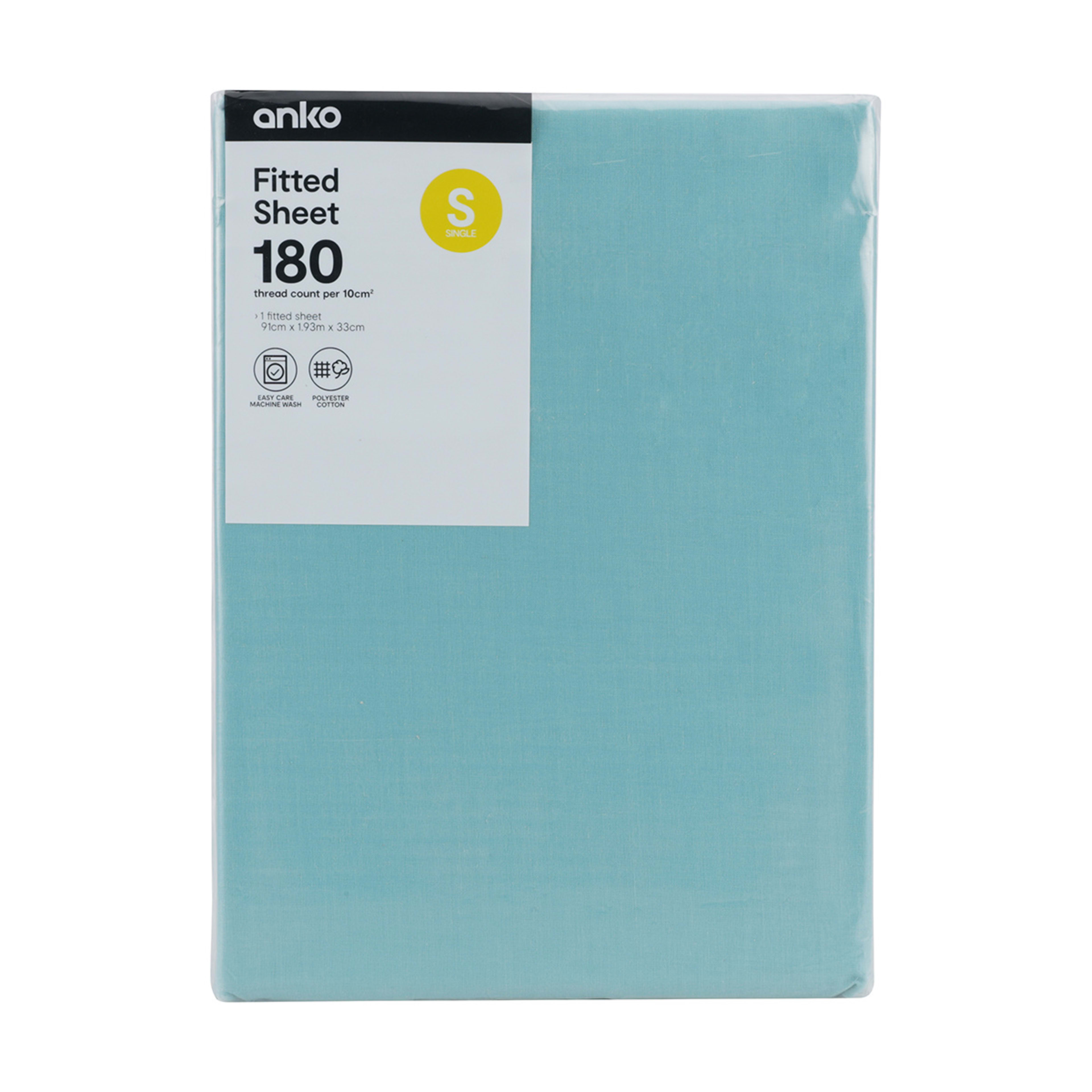 3 180 Thread Count Fitted Sheet - Single Bed, Aqua, 3 of 3