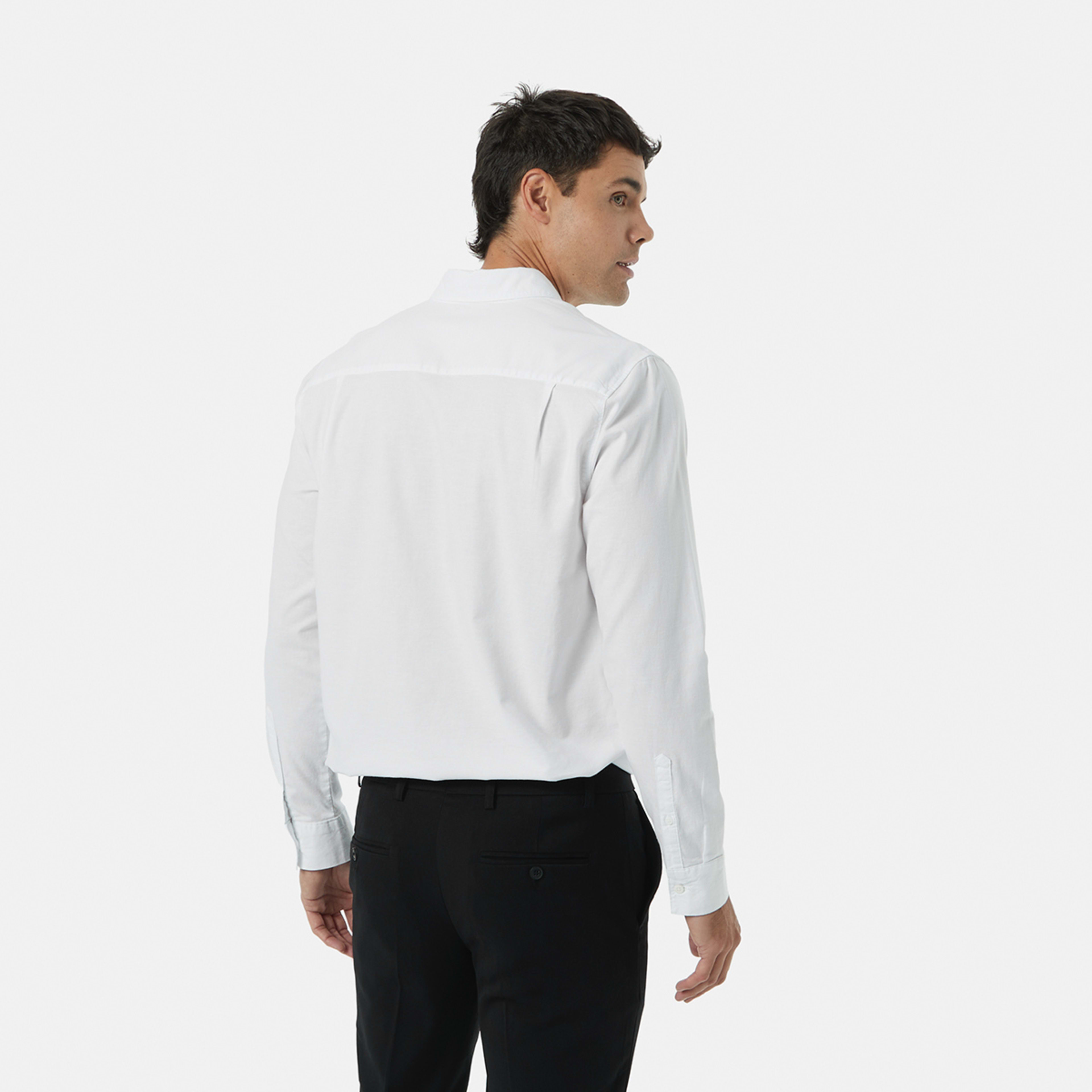 4 Long Sleeve Stretch Oxford Shirt White, 4 of 6