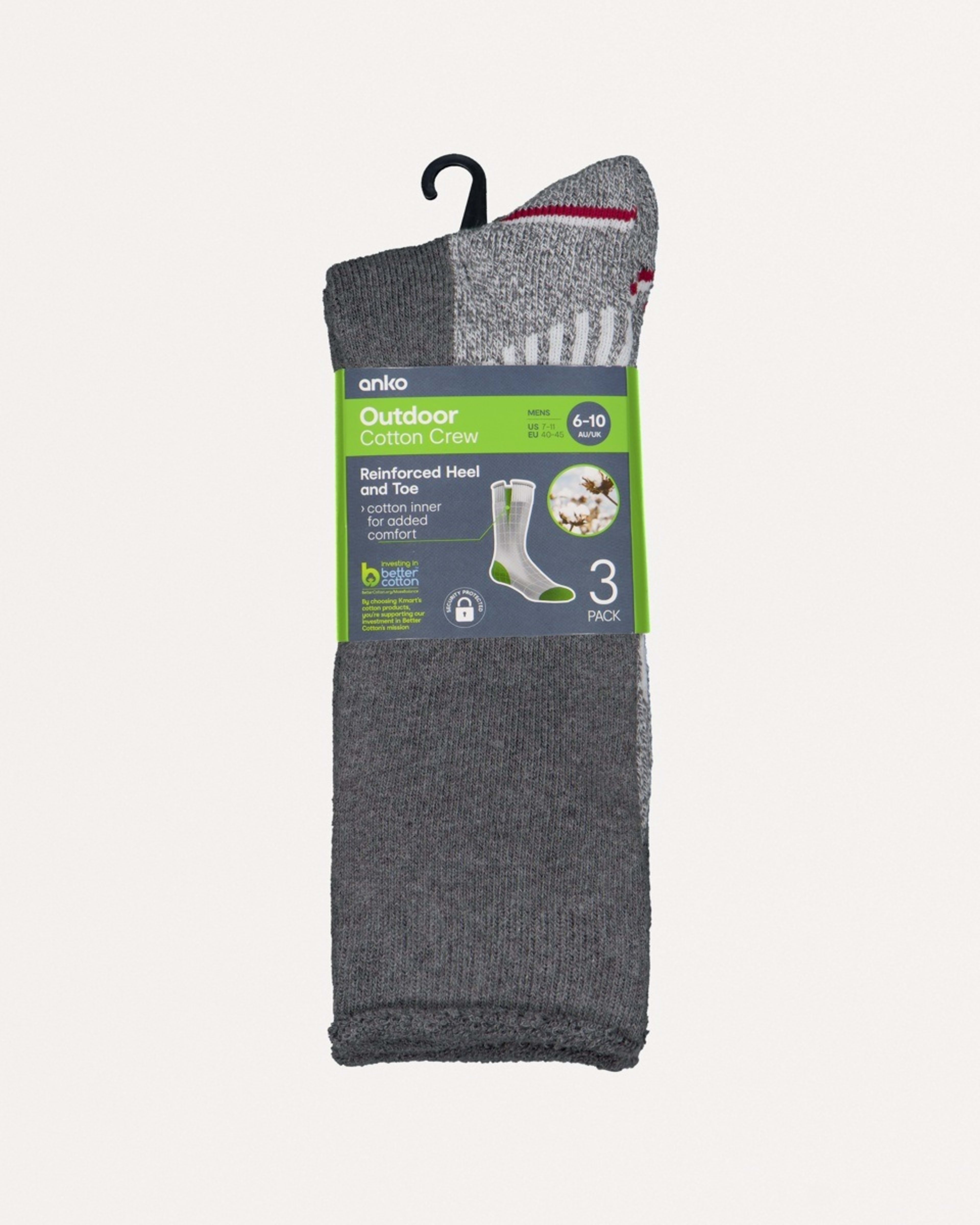 3 3 Pack Extreme Adventure Socks CHARRED MARLE, RED, 3 of 3