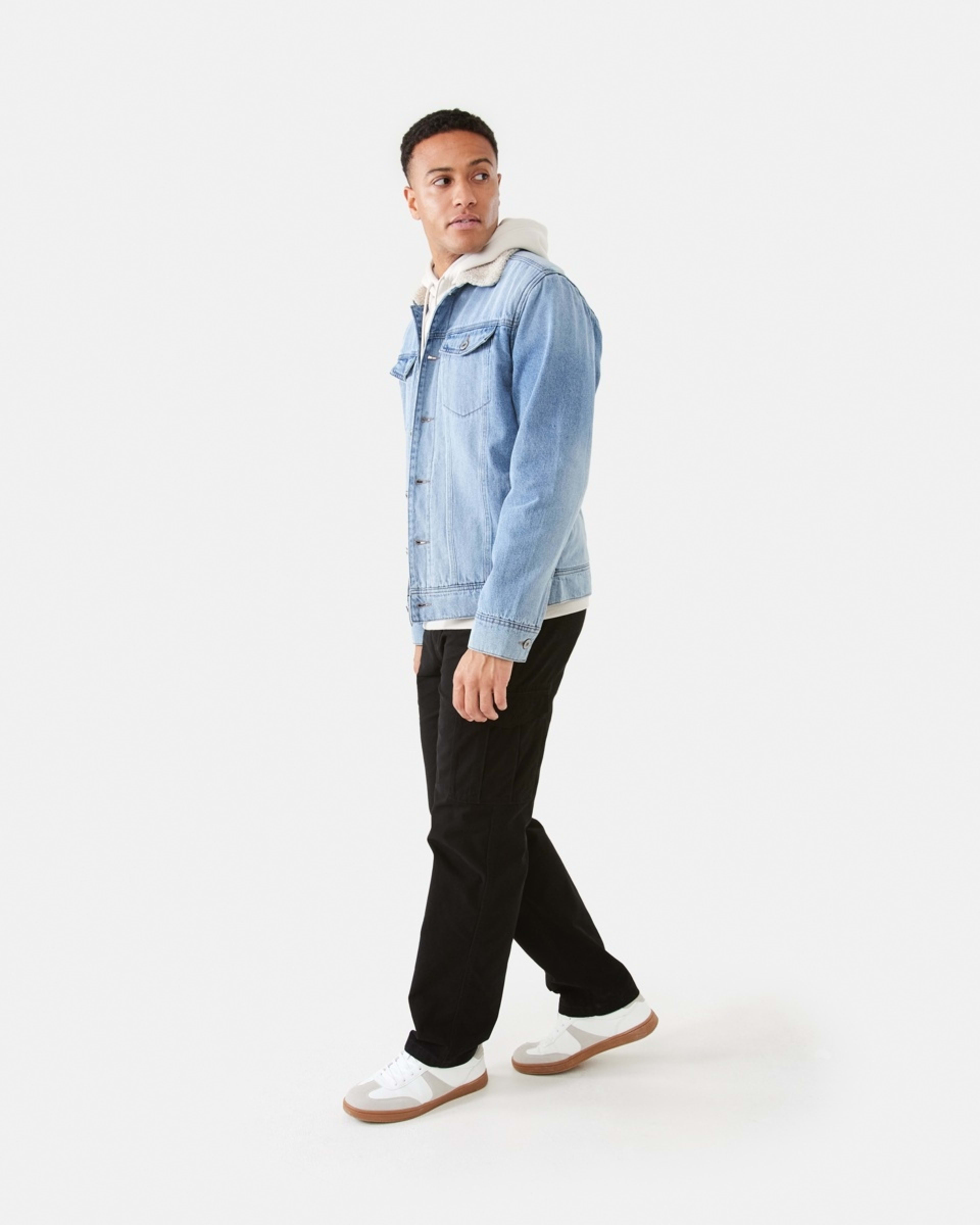 3 Denim Sherpa Jacket Light Wash, 3 of 8