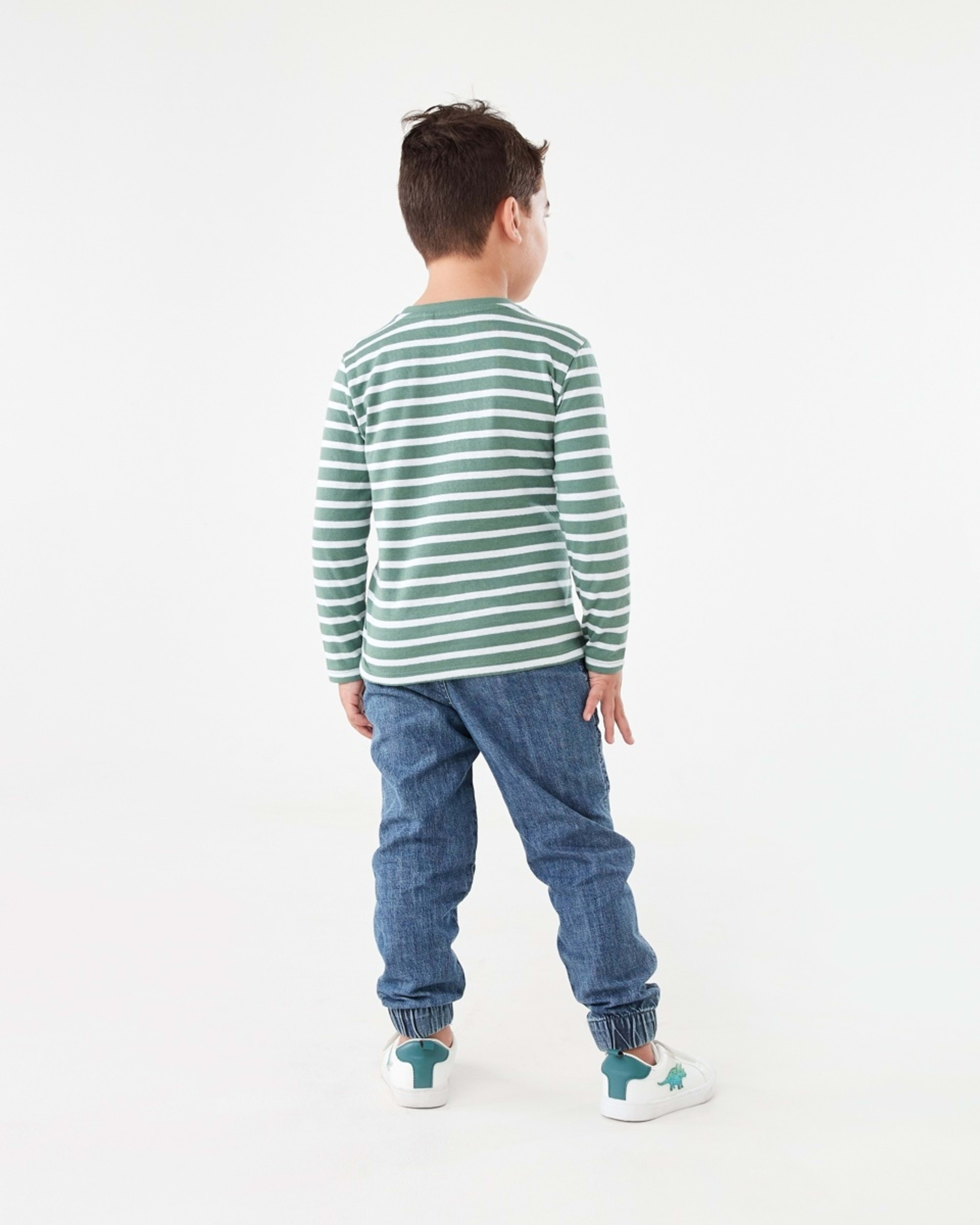 7 Double Cloth Stripe T-shirt Stripe Pine Green, 7 of 9