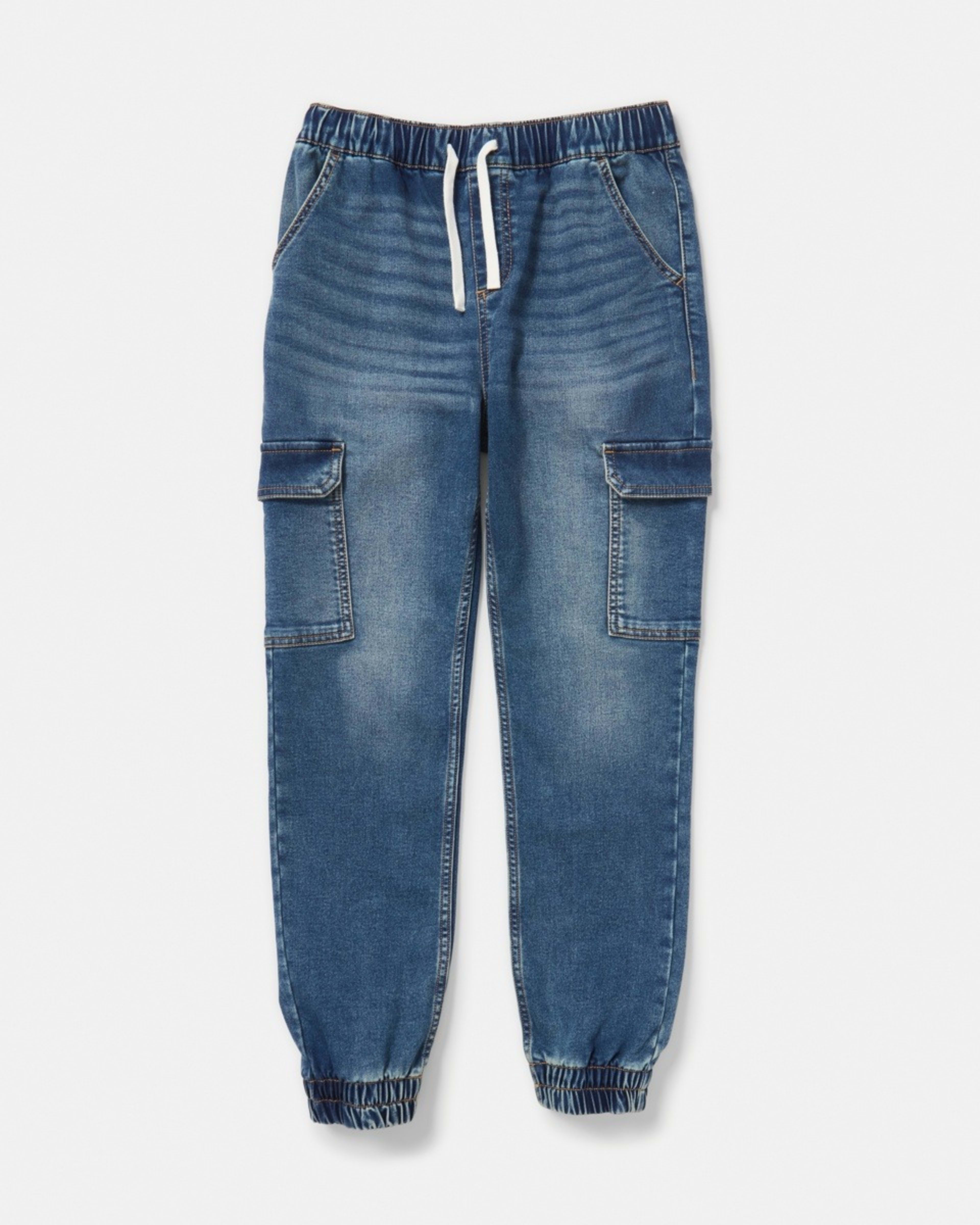 8 Denim Cargo Joggers Mid Wash, 8 of 9