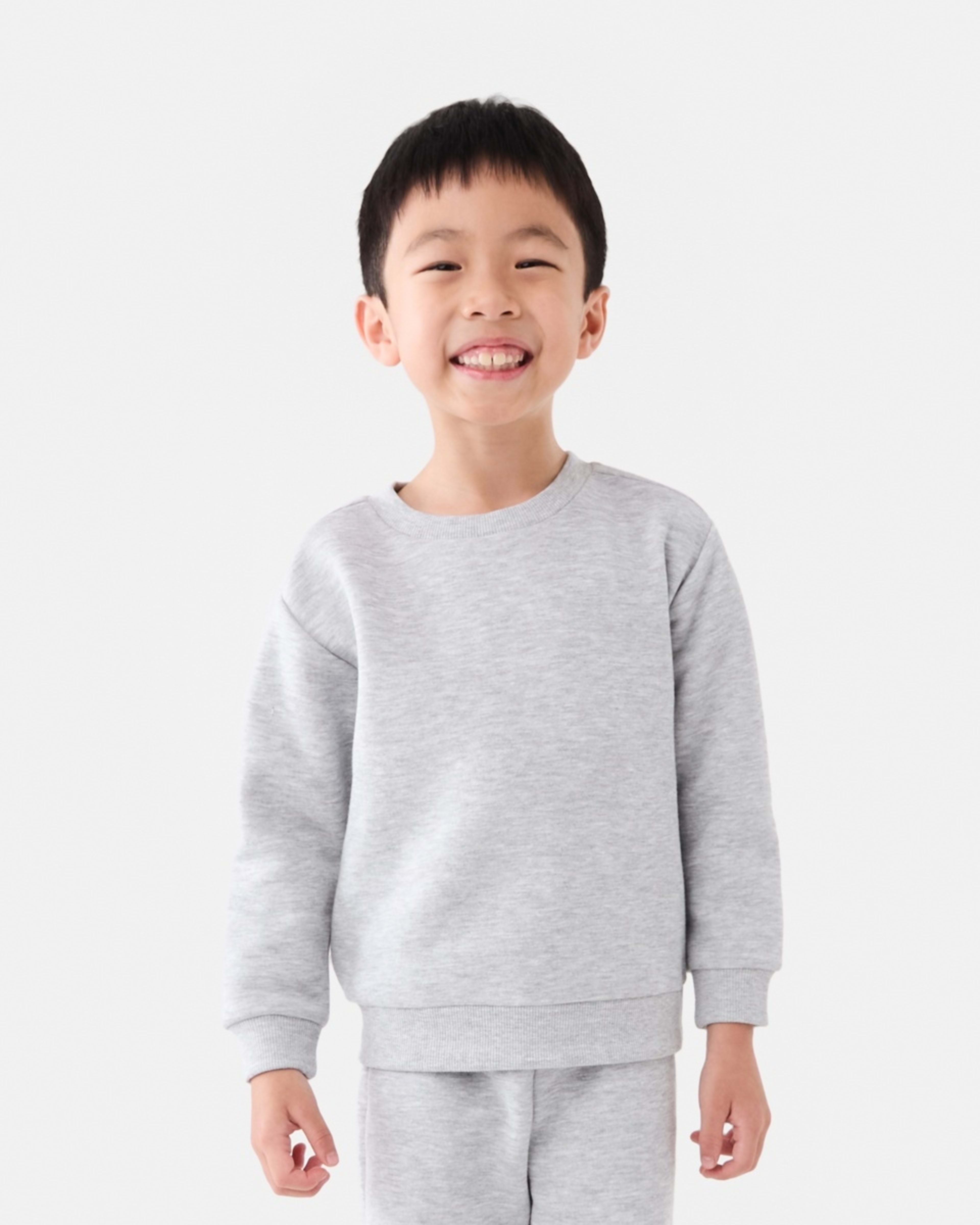 1 Plain Crew Neck Sweatshirt Slvr Marle