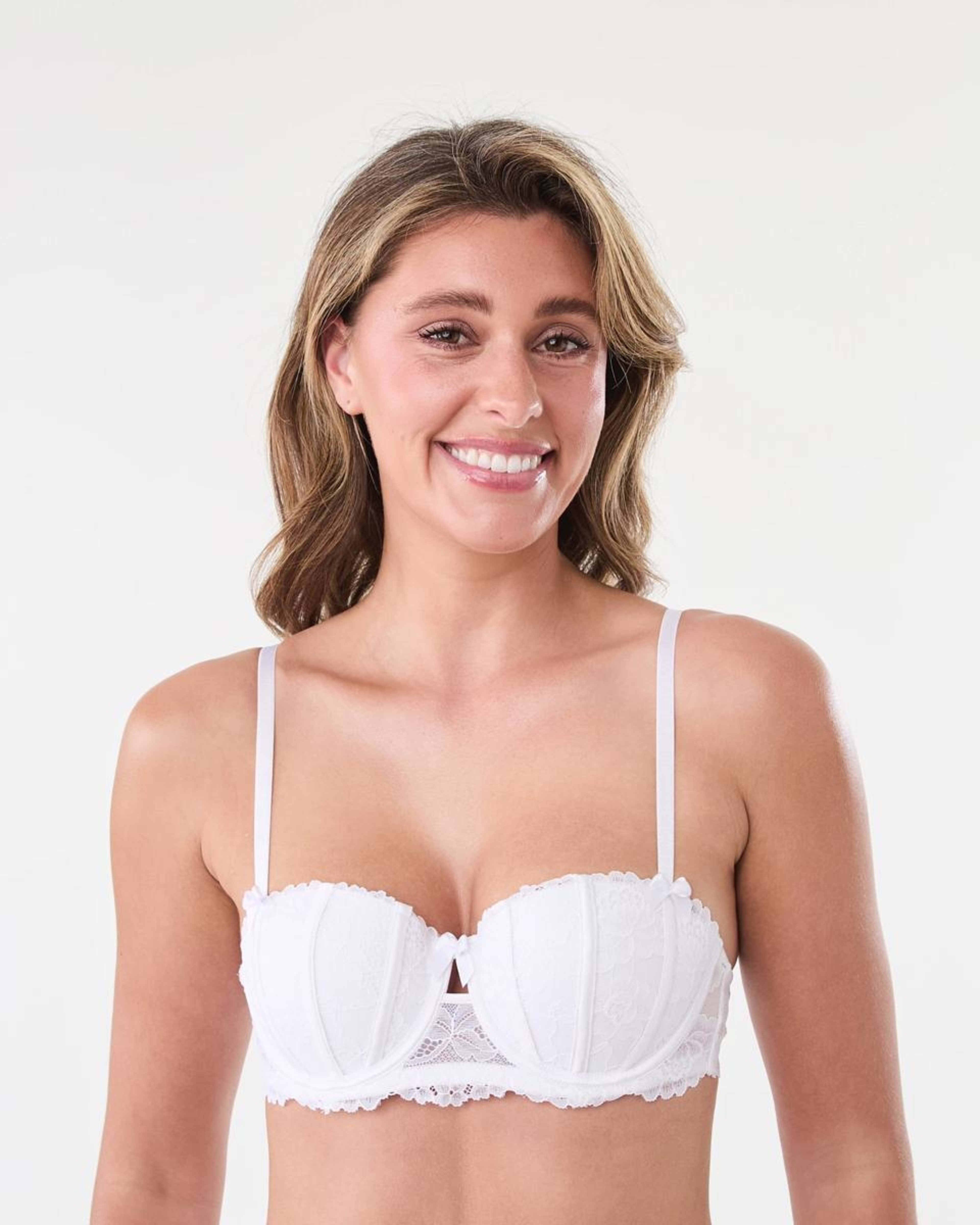 1 Co-ordinated Mesh & Satin Balconette Push-Up Bra White