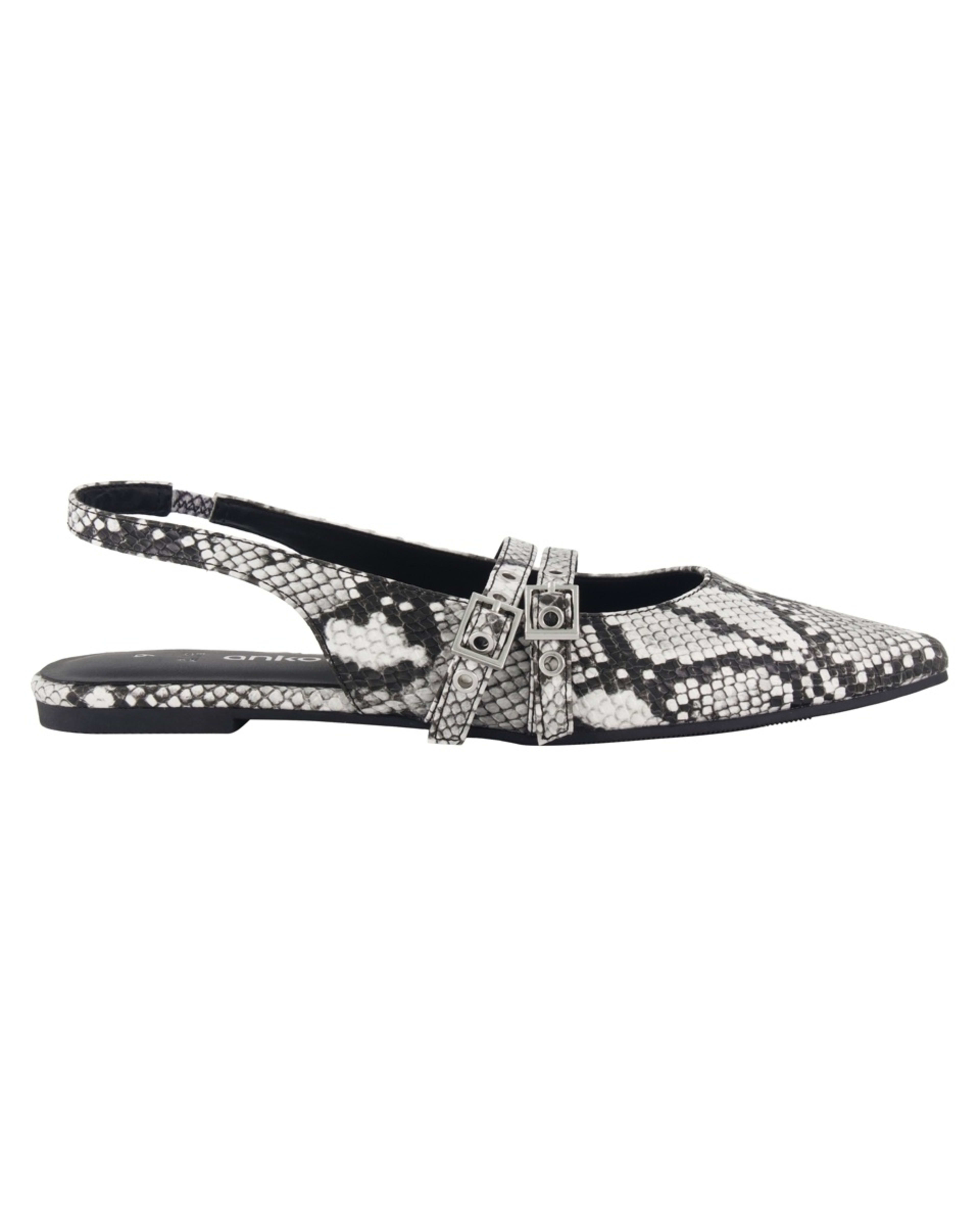 1 Slingback Two Strap Flats SNAKE BLACK WHITE