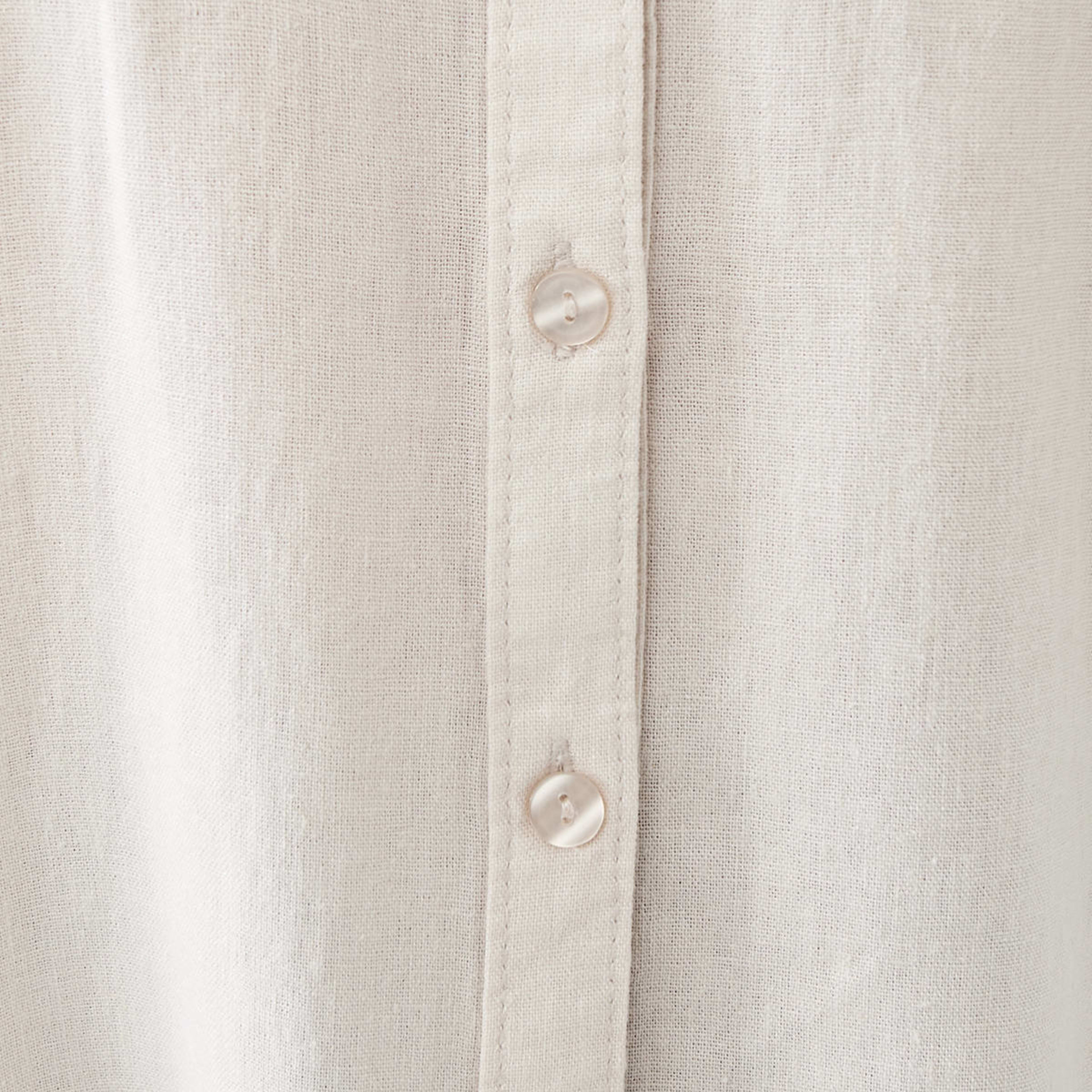 7 Long Sleeve Linen Blend Shirt Nat Beige, 7 of 7