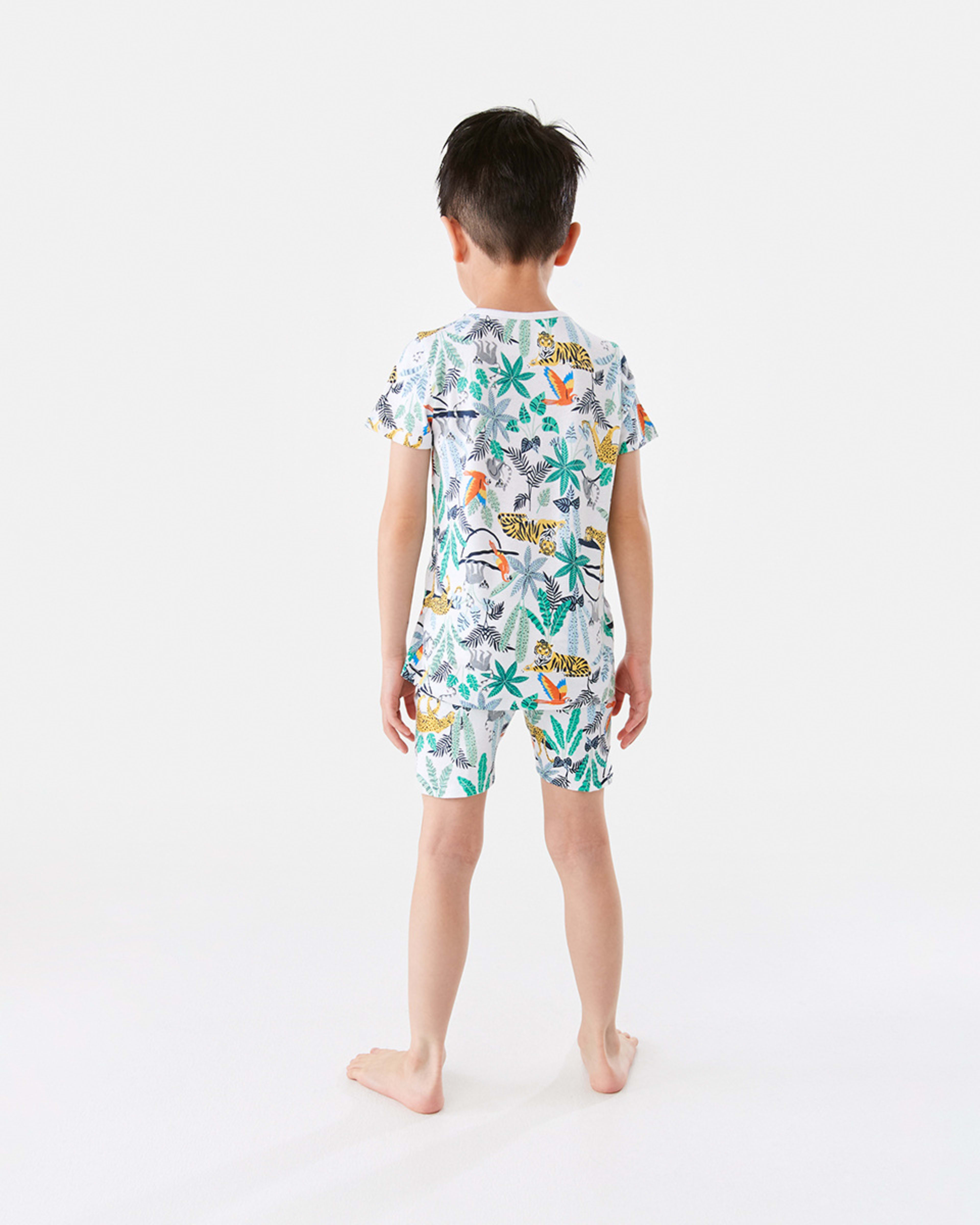 6 Short Sleeve Rib Knit Pyjama Set Multijungl, 6 of 10