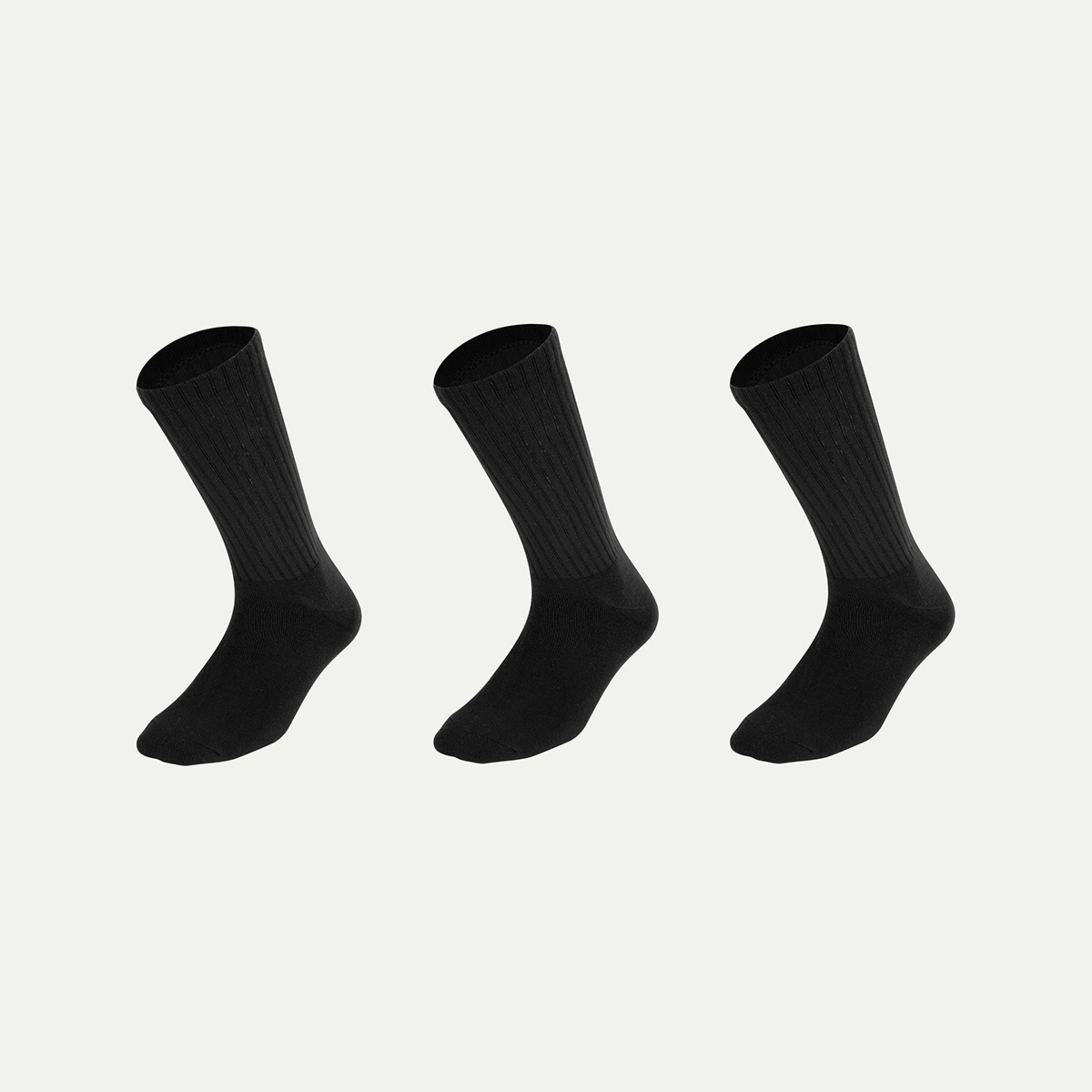 1 3 Pack Bamboo Rib Crew Socks Black, 1 of 3