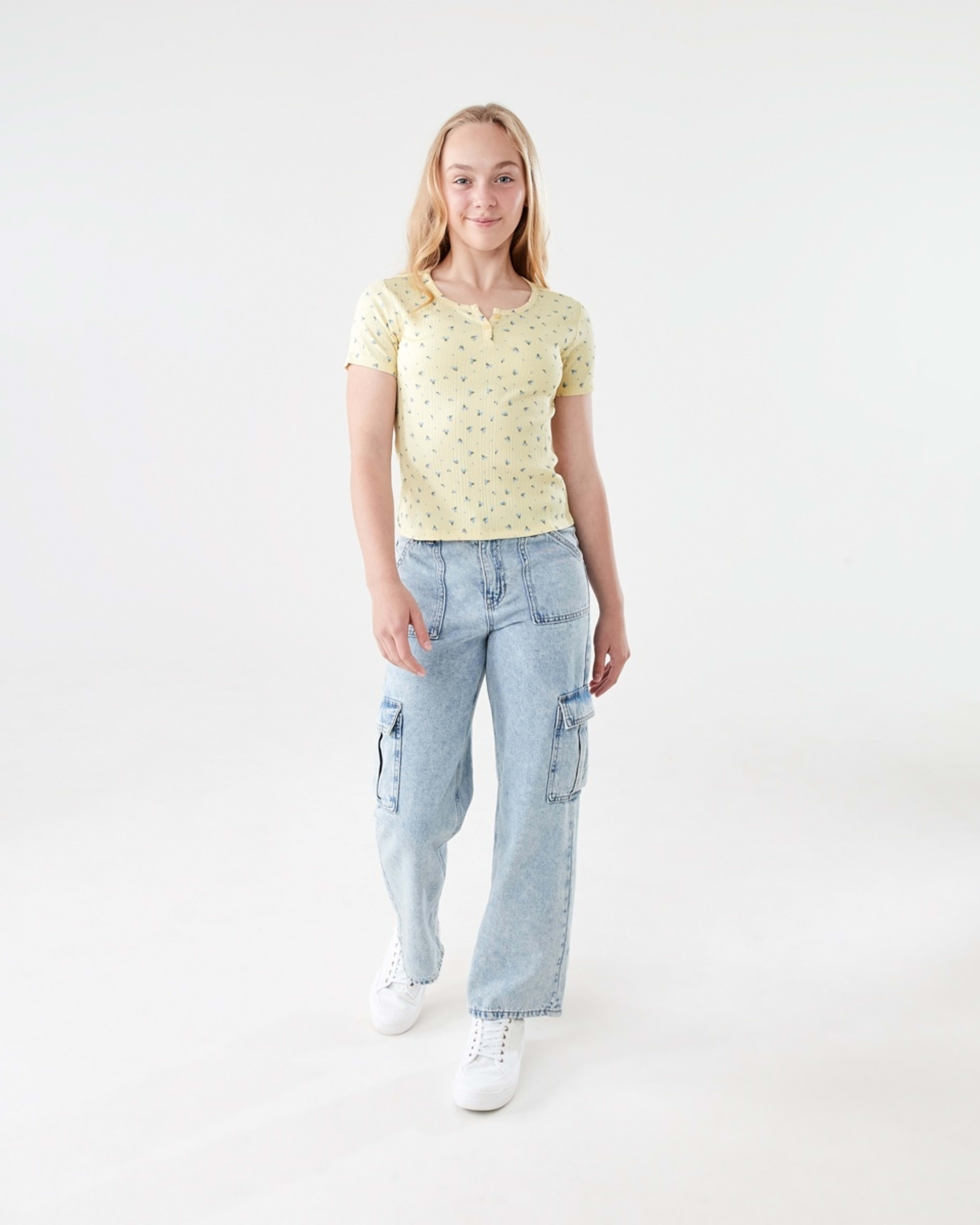 6 Rib Henley T-shirt SUNNY DITSY BUTTER CREAM, 6 of 7