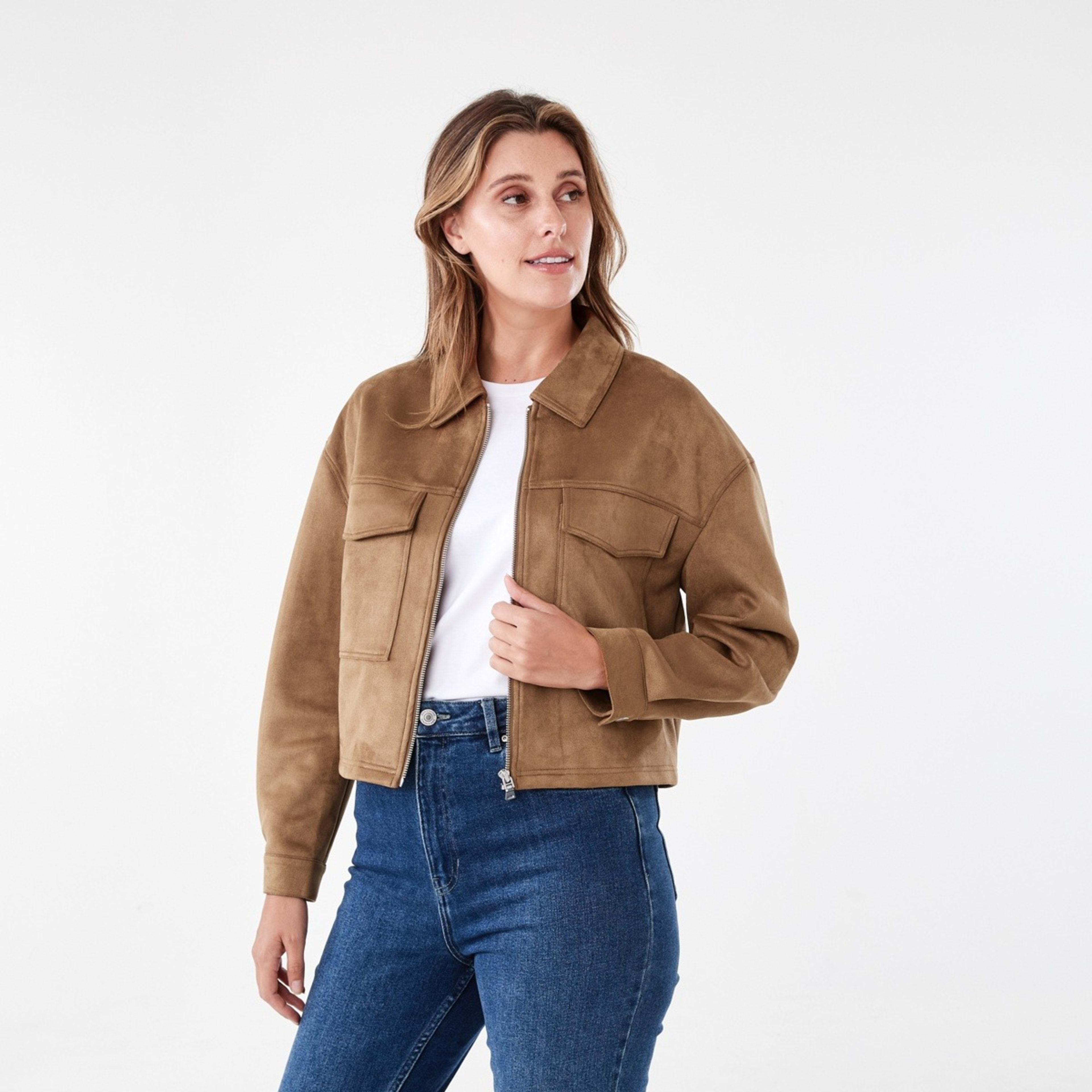 1 Suedette Shacket Deep Camel, 1 of 7