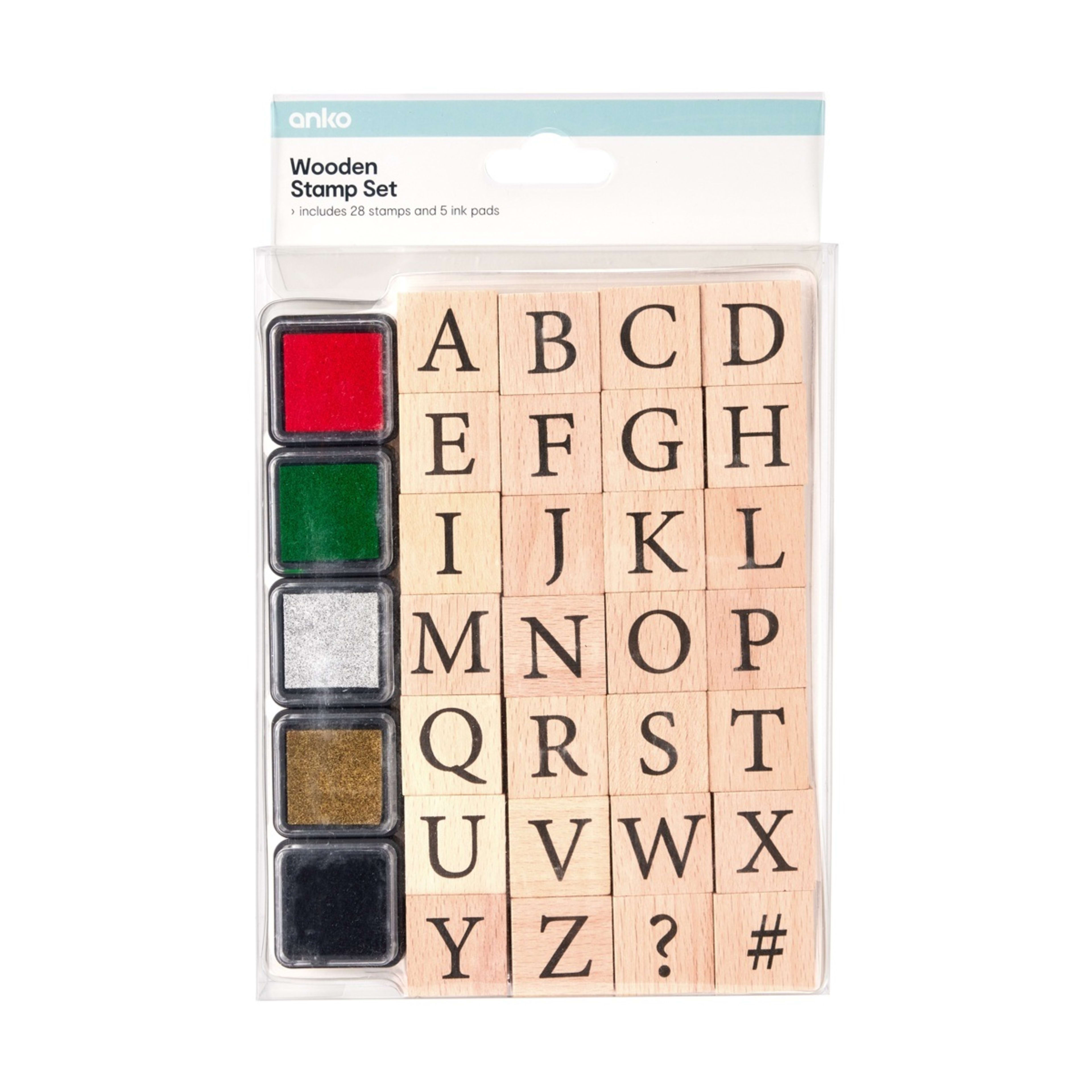 Wooden Stamp Set Alphabet, Upper Case Kmart