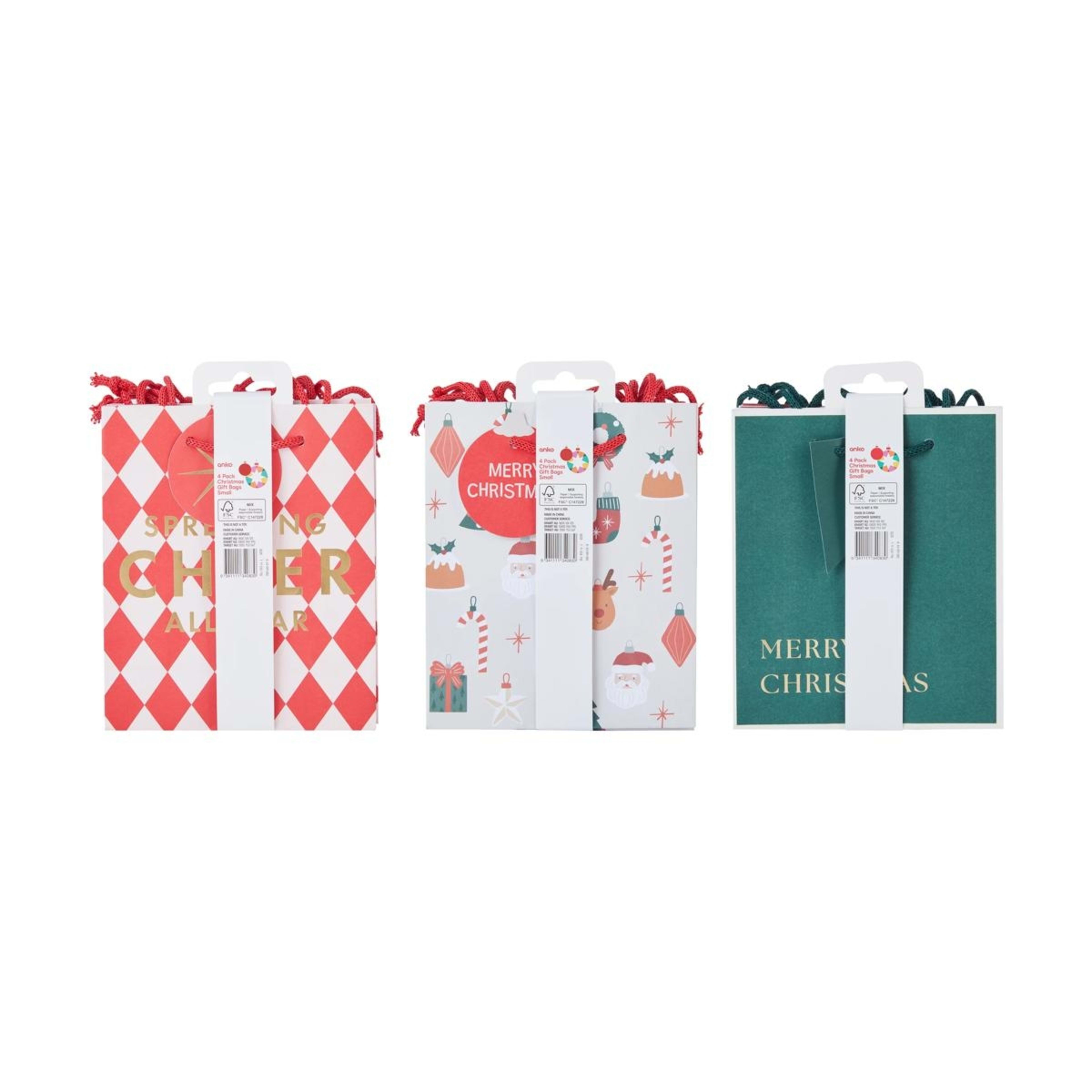 7 4 Pack Christmas Gift Bags - Small, Assorted, 7 of 10