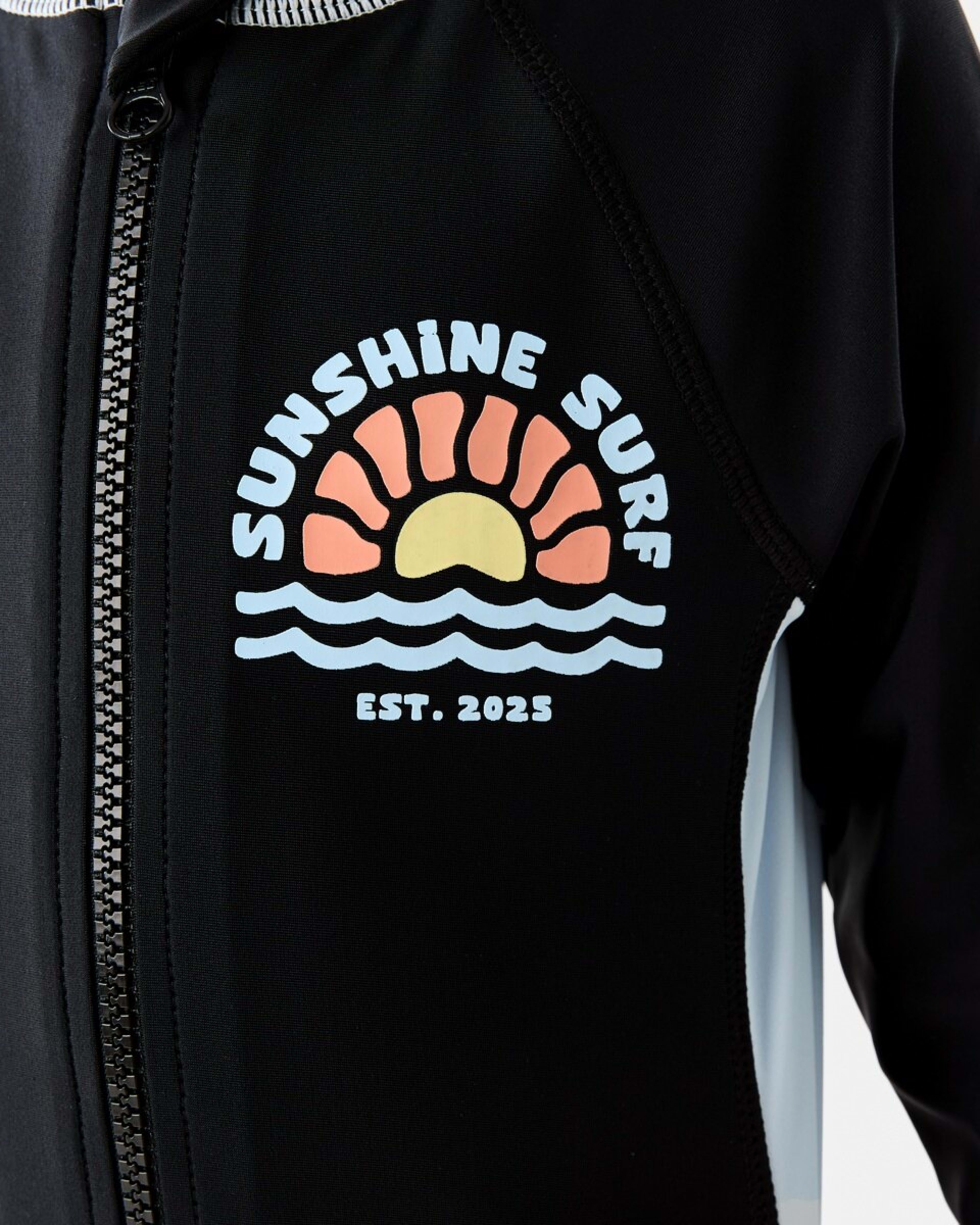 5 Long Sleeve Colour Block Swimsuit SUNSHINE SURF BLACK, 5 of 8