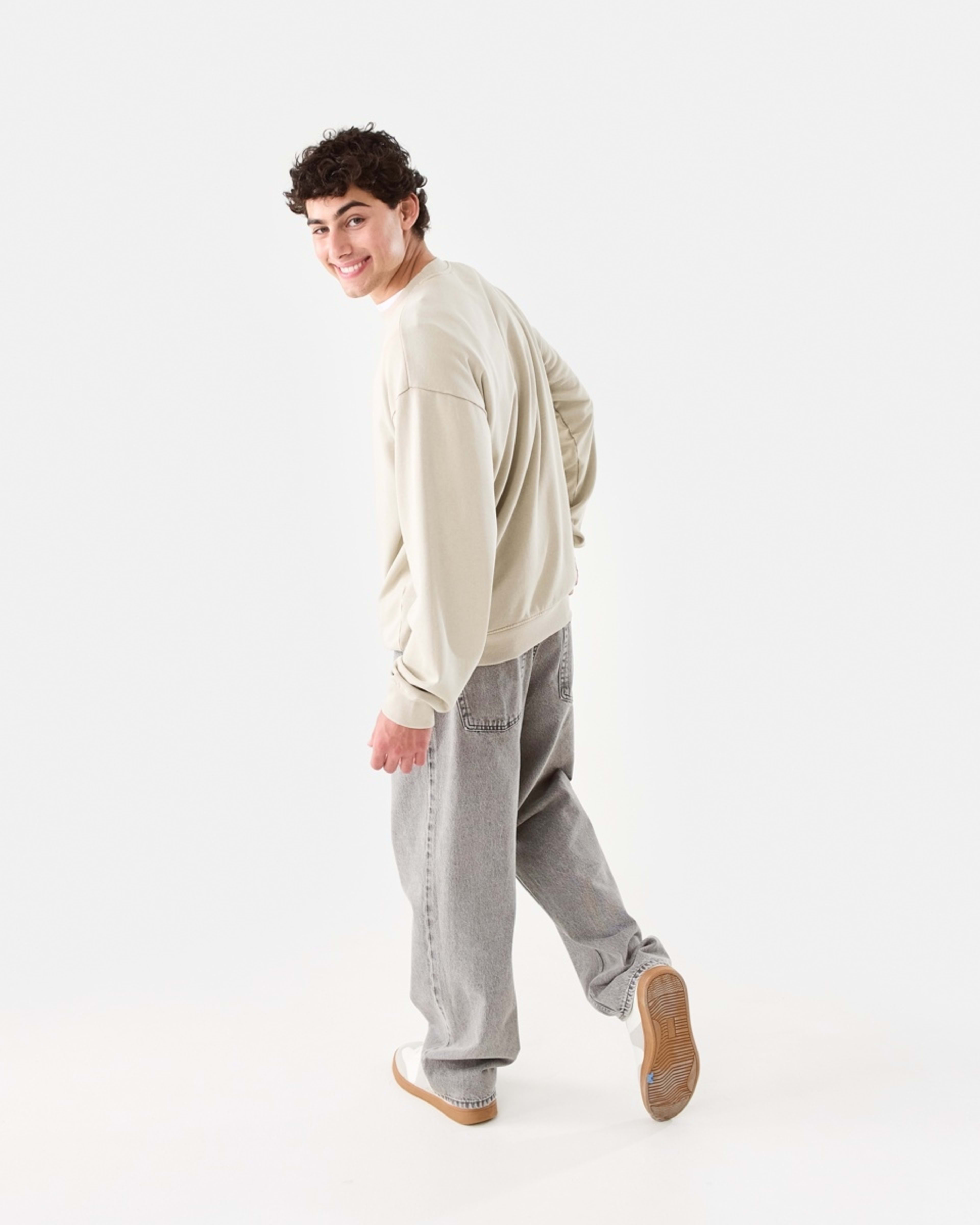 4 Oversized Crew Neck Sweatshirt String Beige, 4 of 9