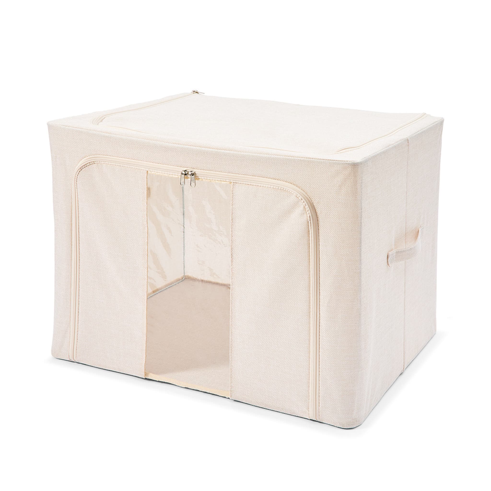 Linen Look Collapsible Box with Window - Extra Large, Beige - Kmart