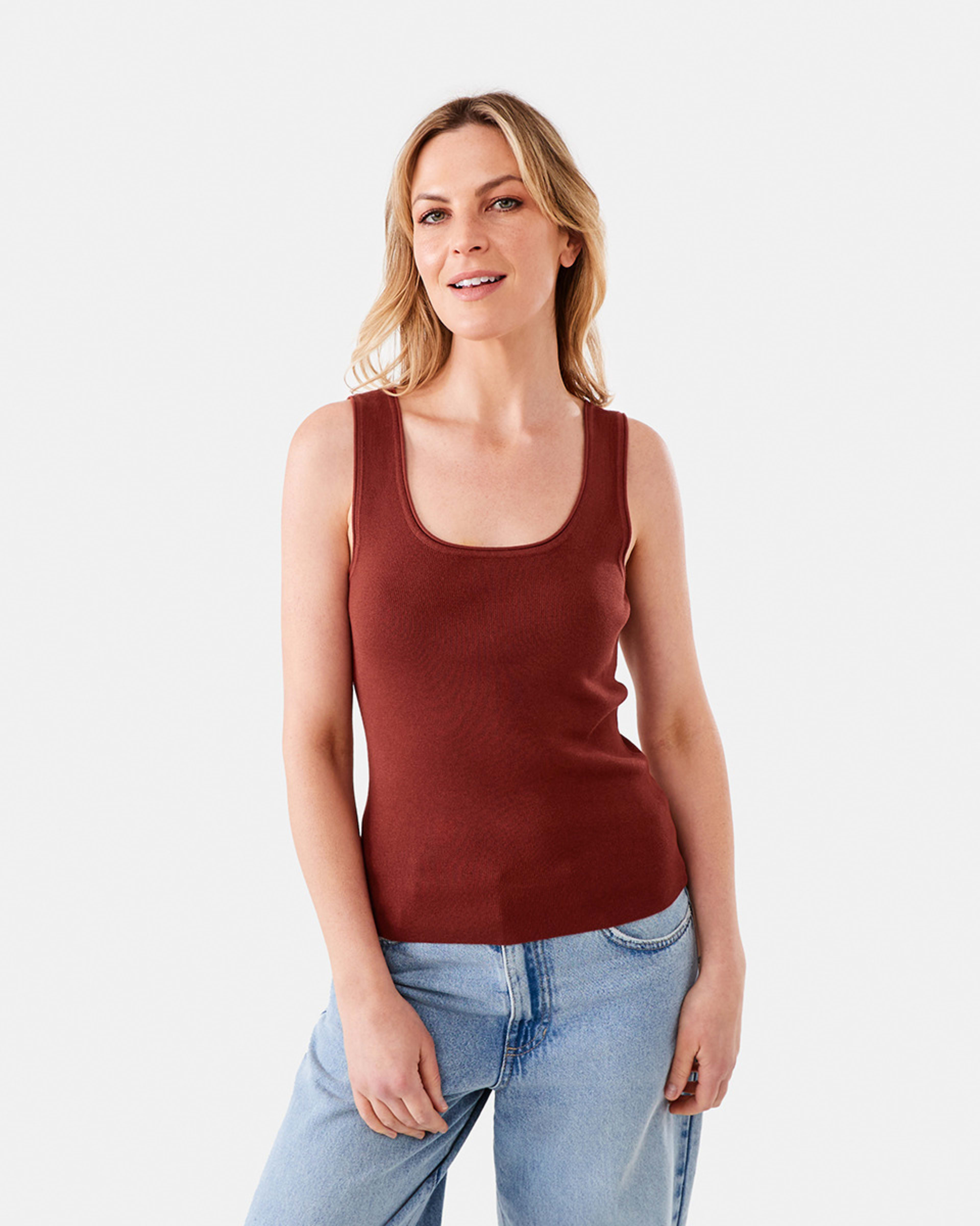 2 Sleeveless True Knit Scoop Neck Tank Copper, 2 of 7