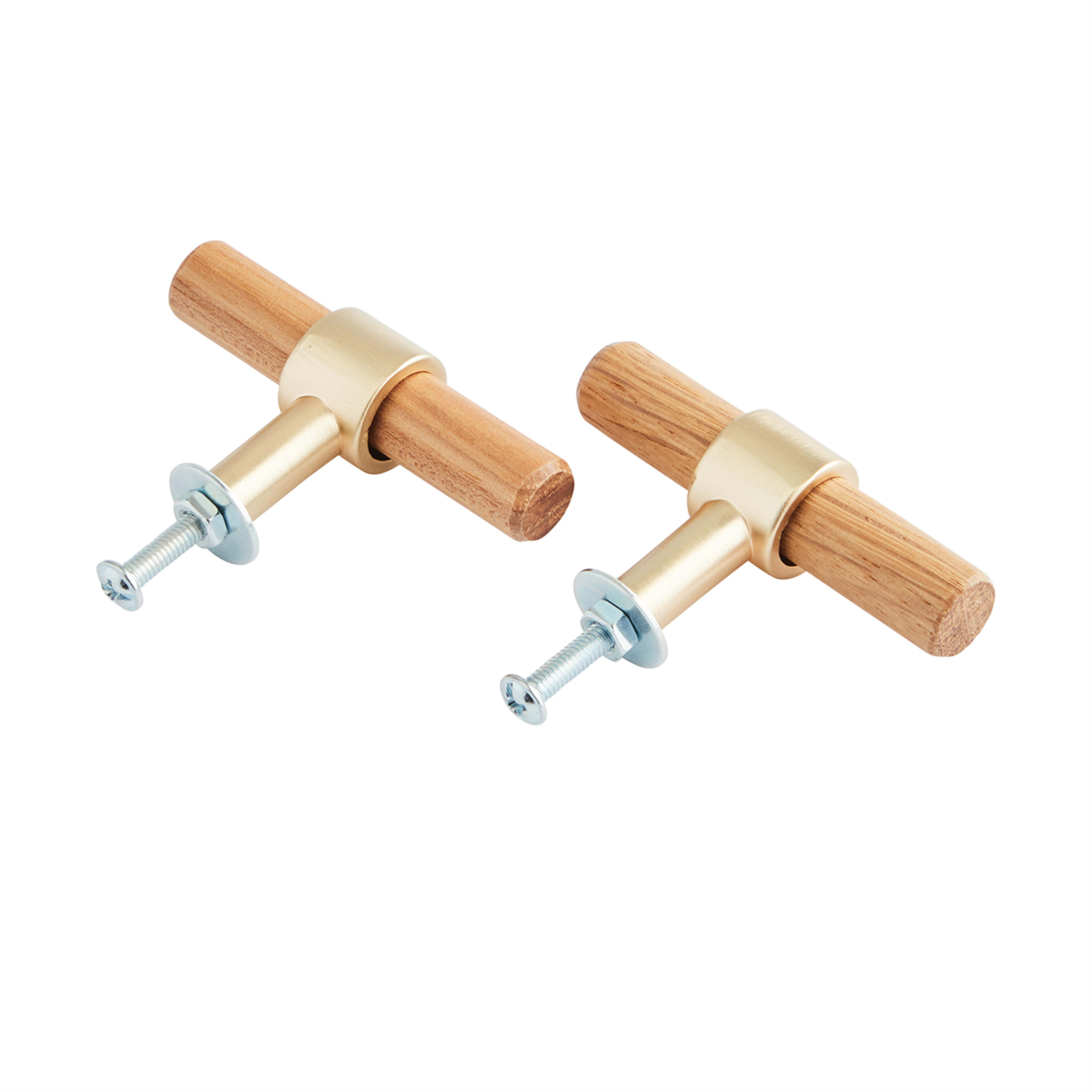 2 2 Pack Oak and Gold Look Handles, 2 of 7