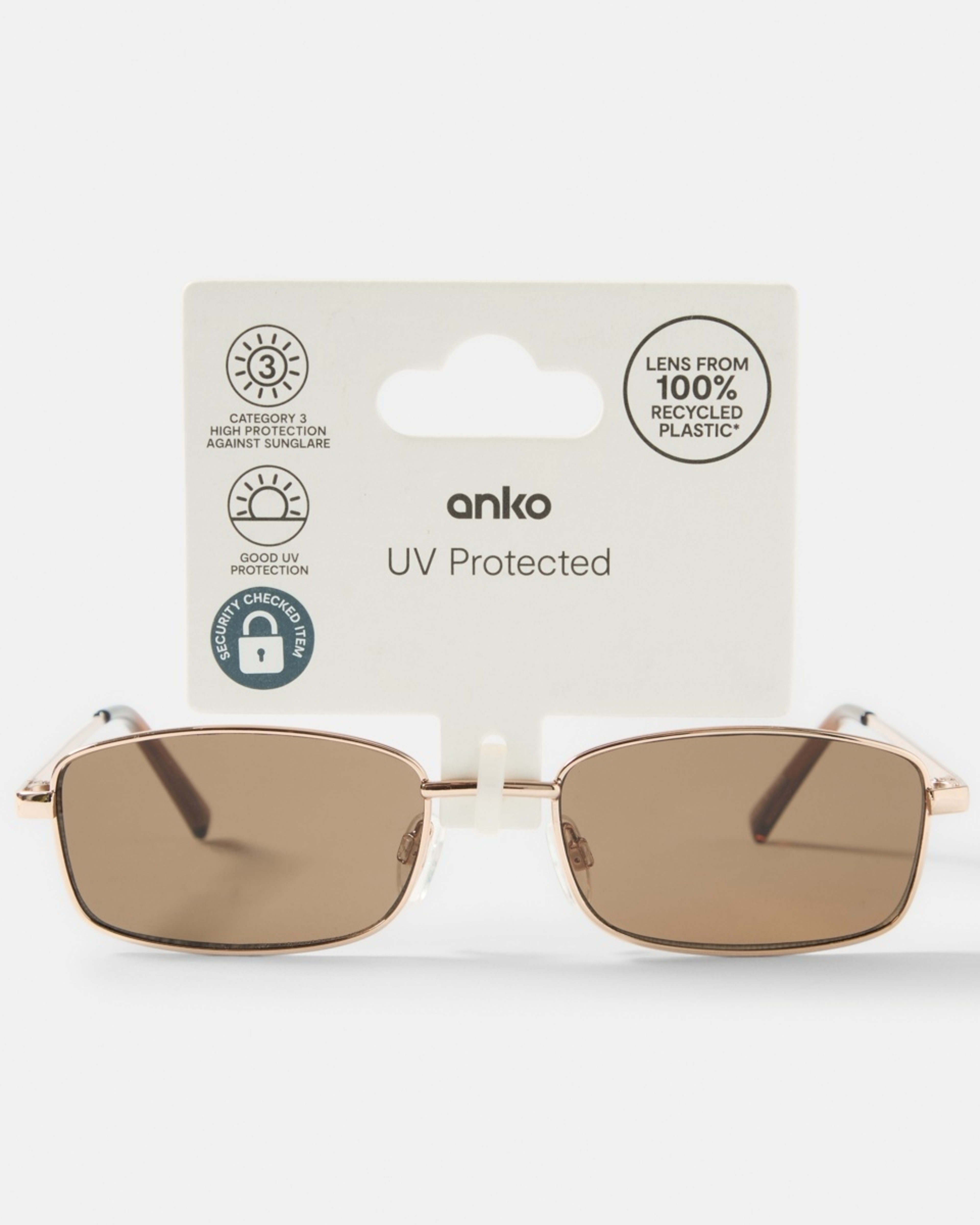 6 Rectangle Metal Sunglasses Gold, 6 of 6