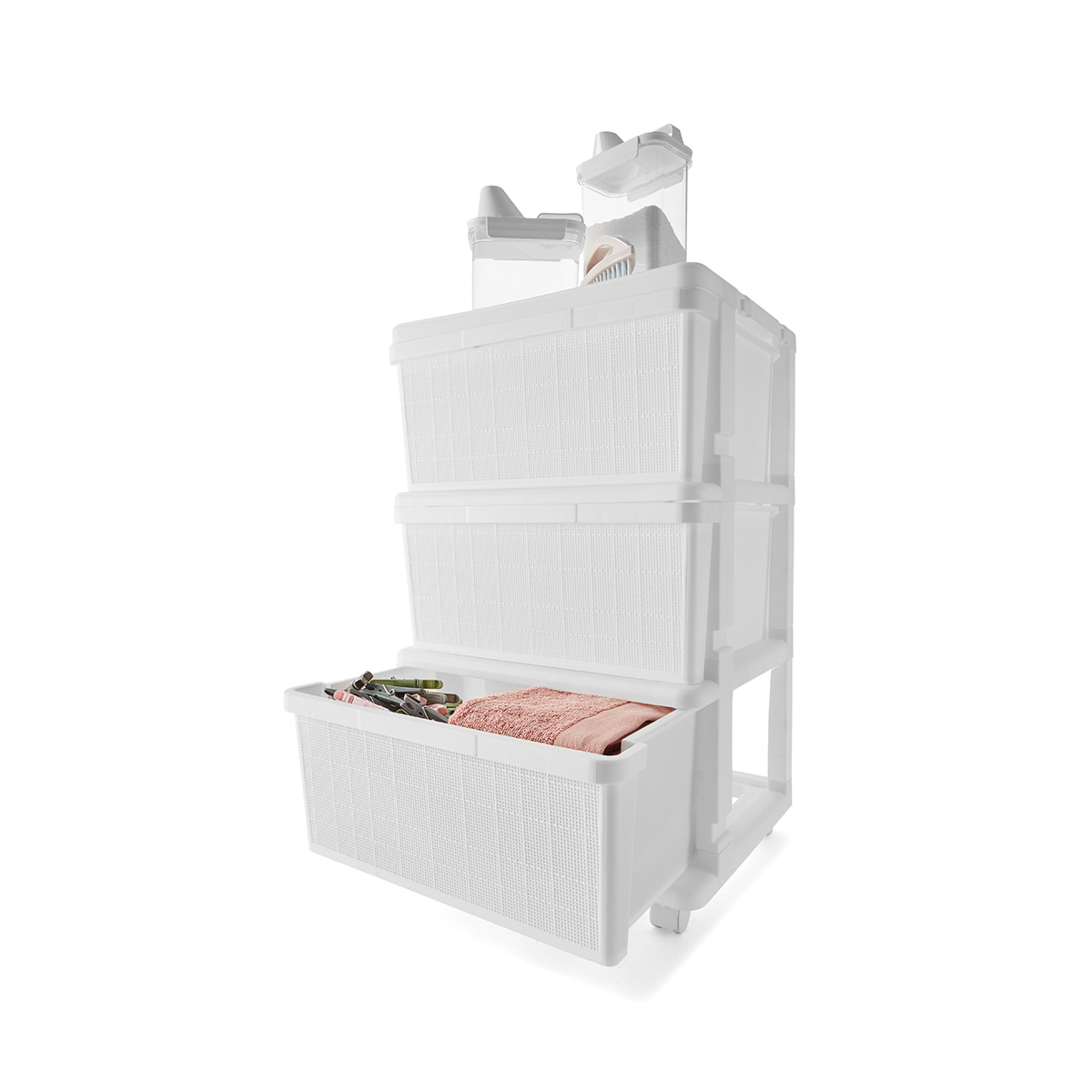 3 Linen Weave Drawers White Kmart