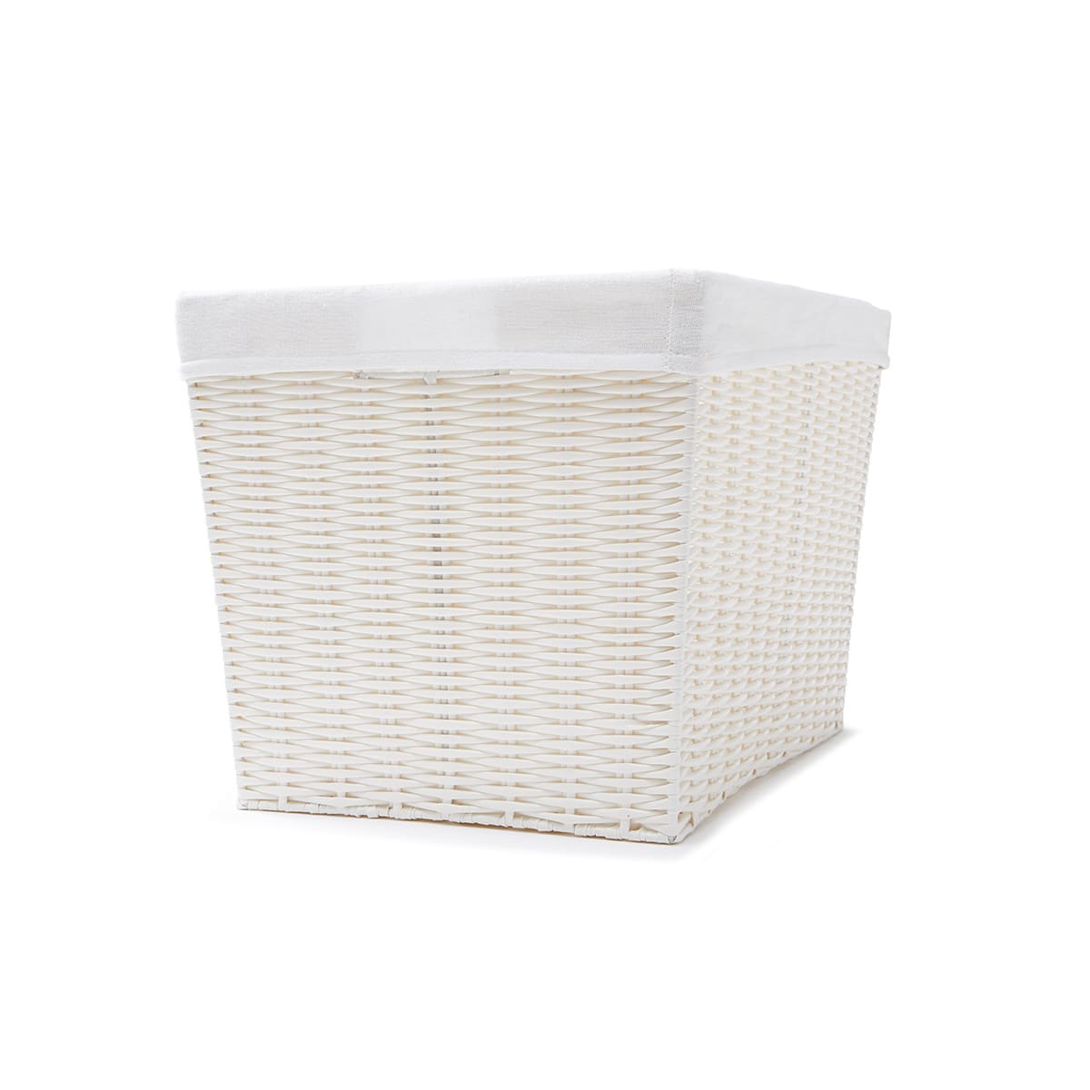Rattan Look Basket with Liner Large, White Kmart