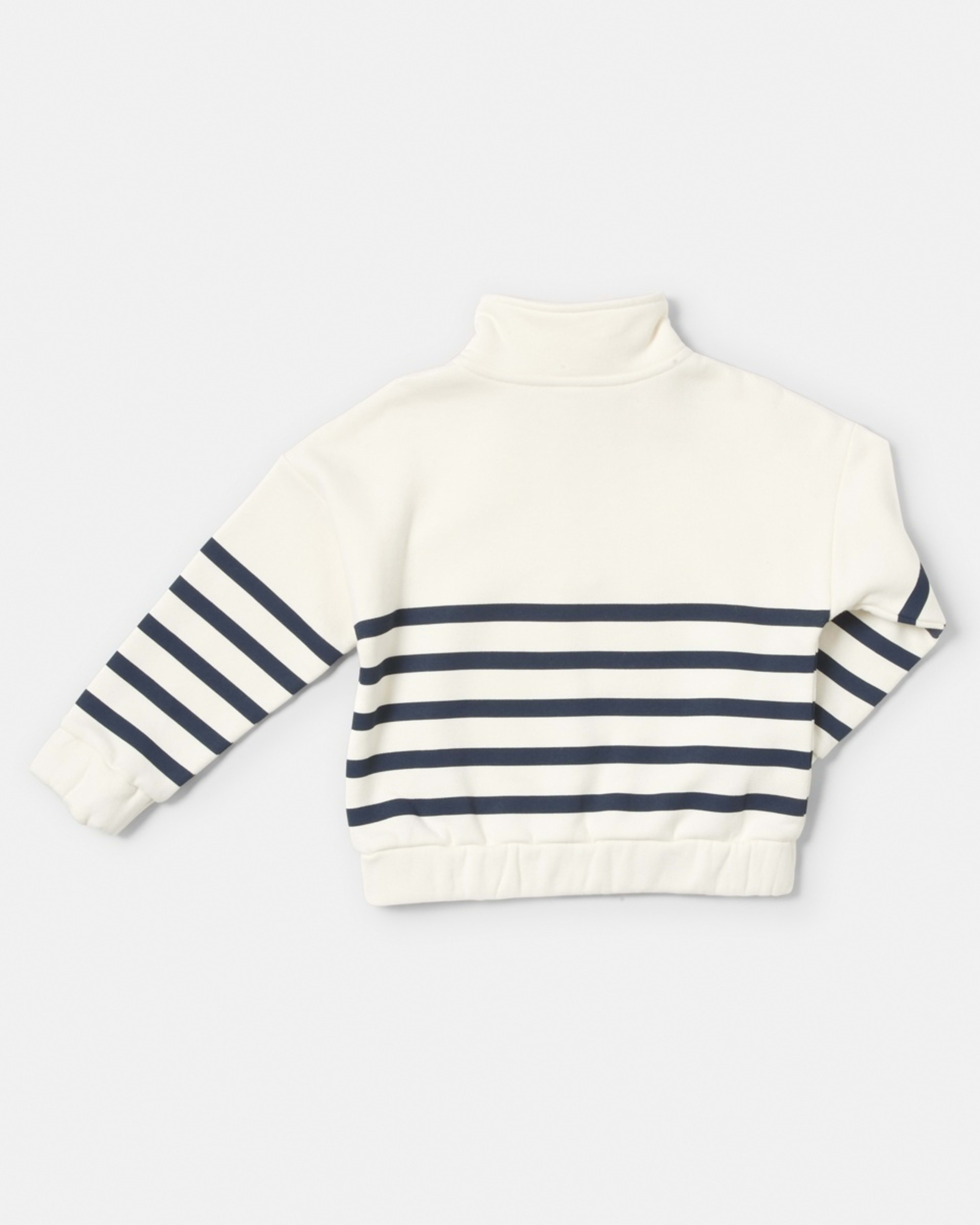 9 Quarter Zip Fleece Sweatshirt Placement Stripe Pristine, 9 of 10