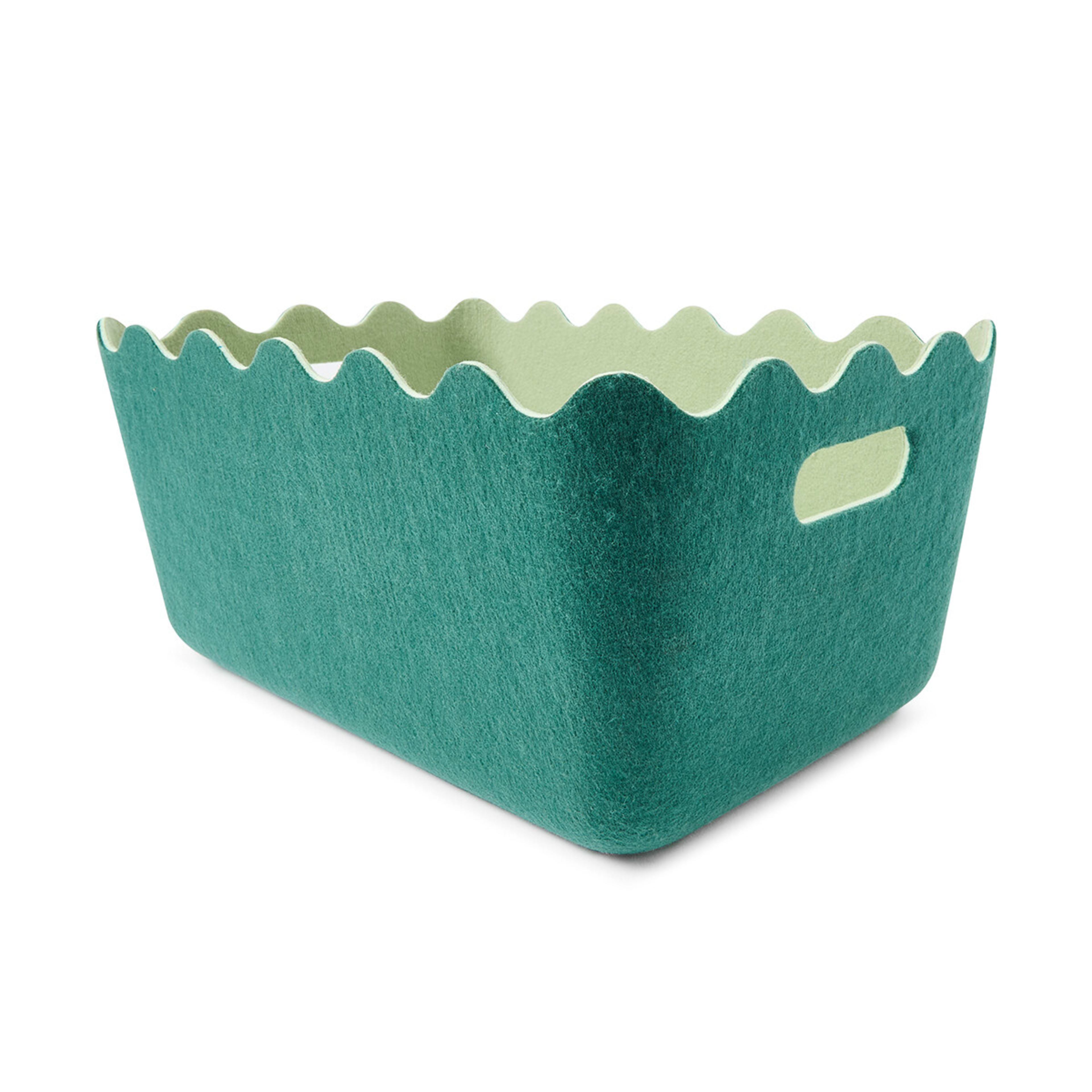 1 Two Tone Wave Felt Basket - Green, 1 of 8