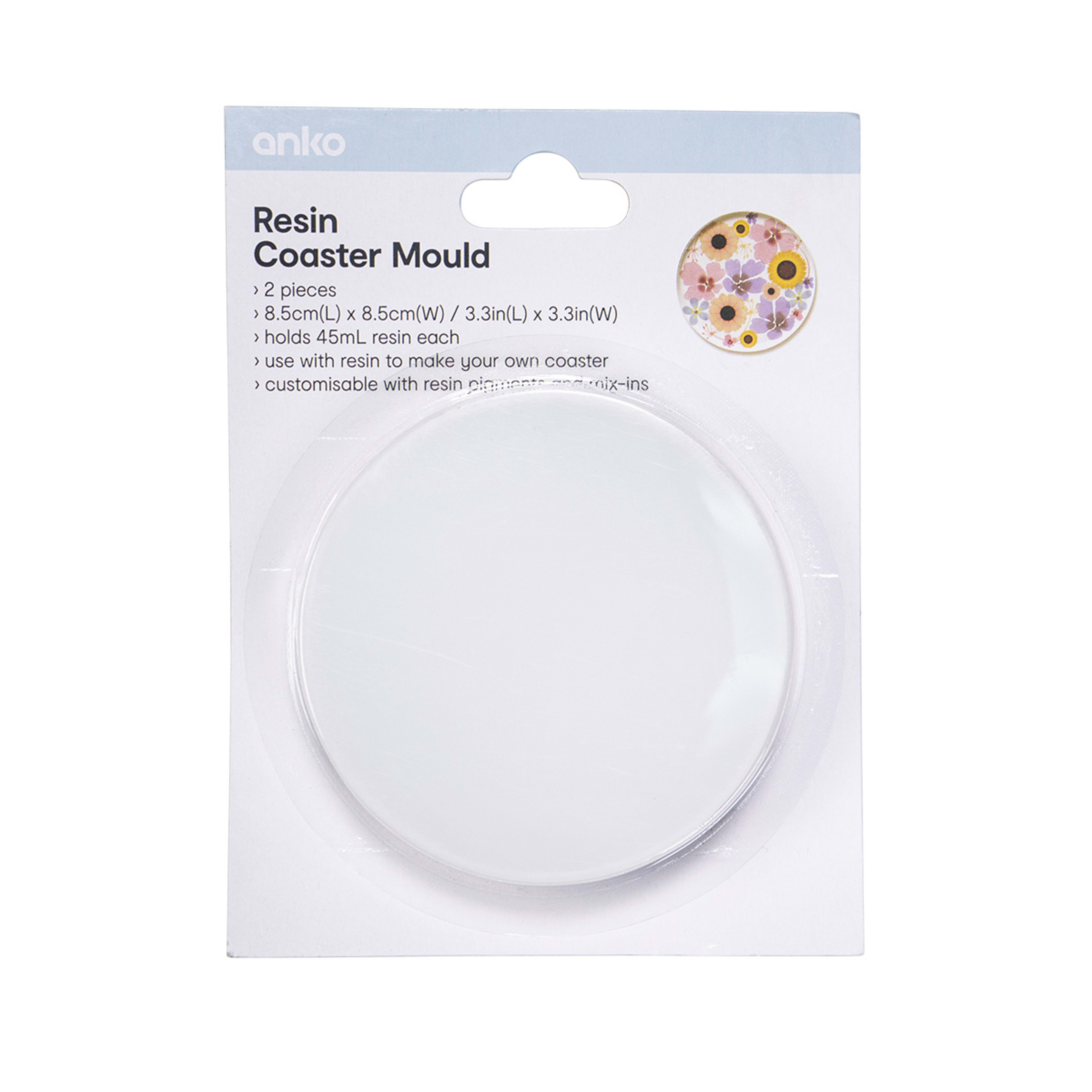 2 Piece Resin Coaster Mould Kmart