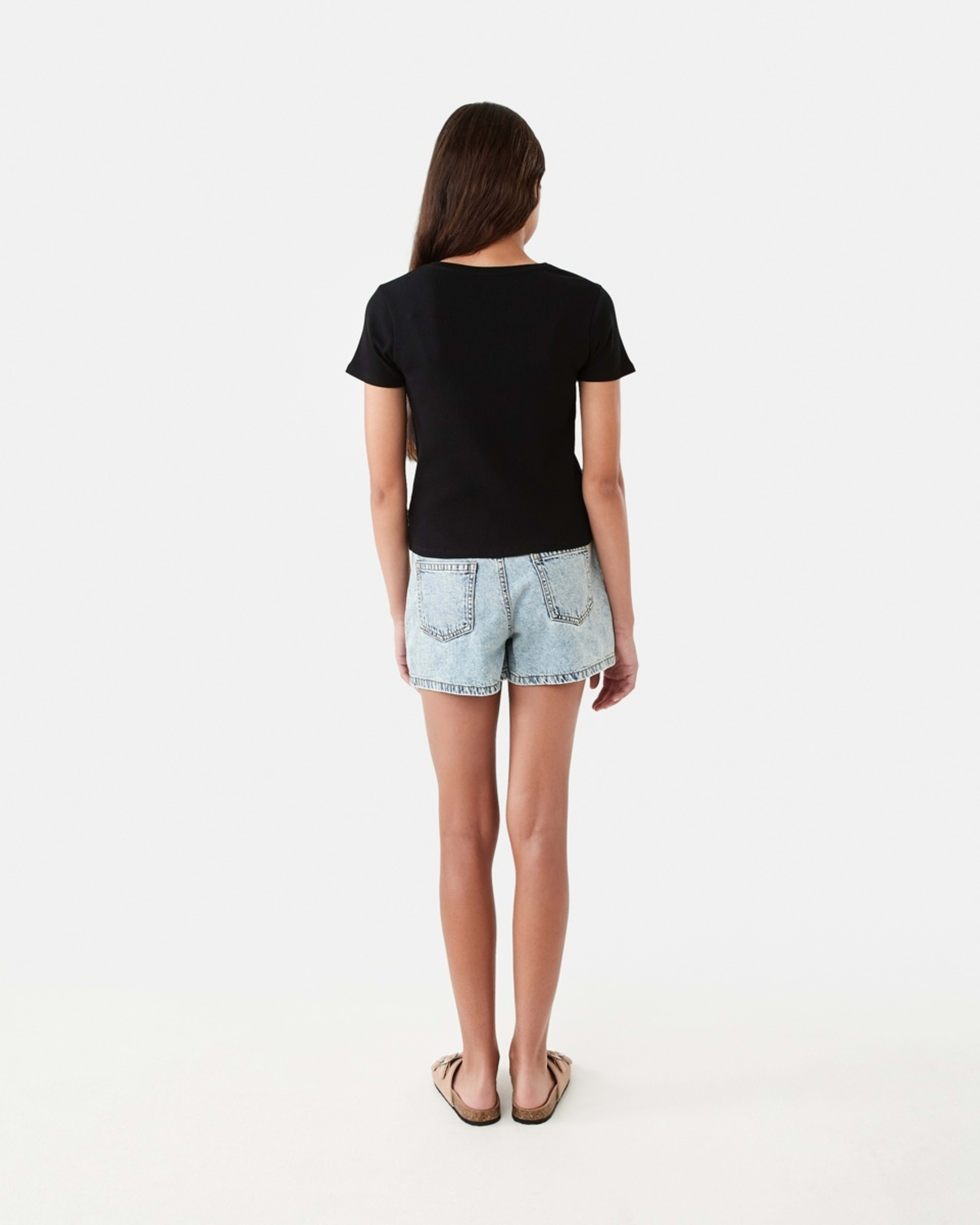 6 Short Sleeve Rib Top Black, 6 of 8