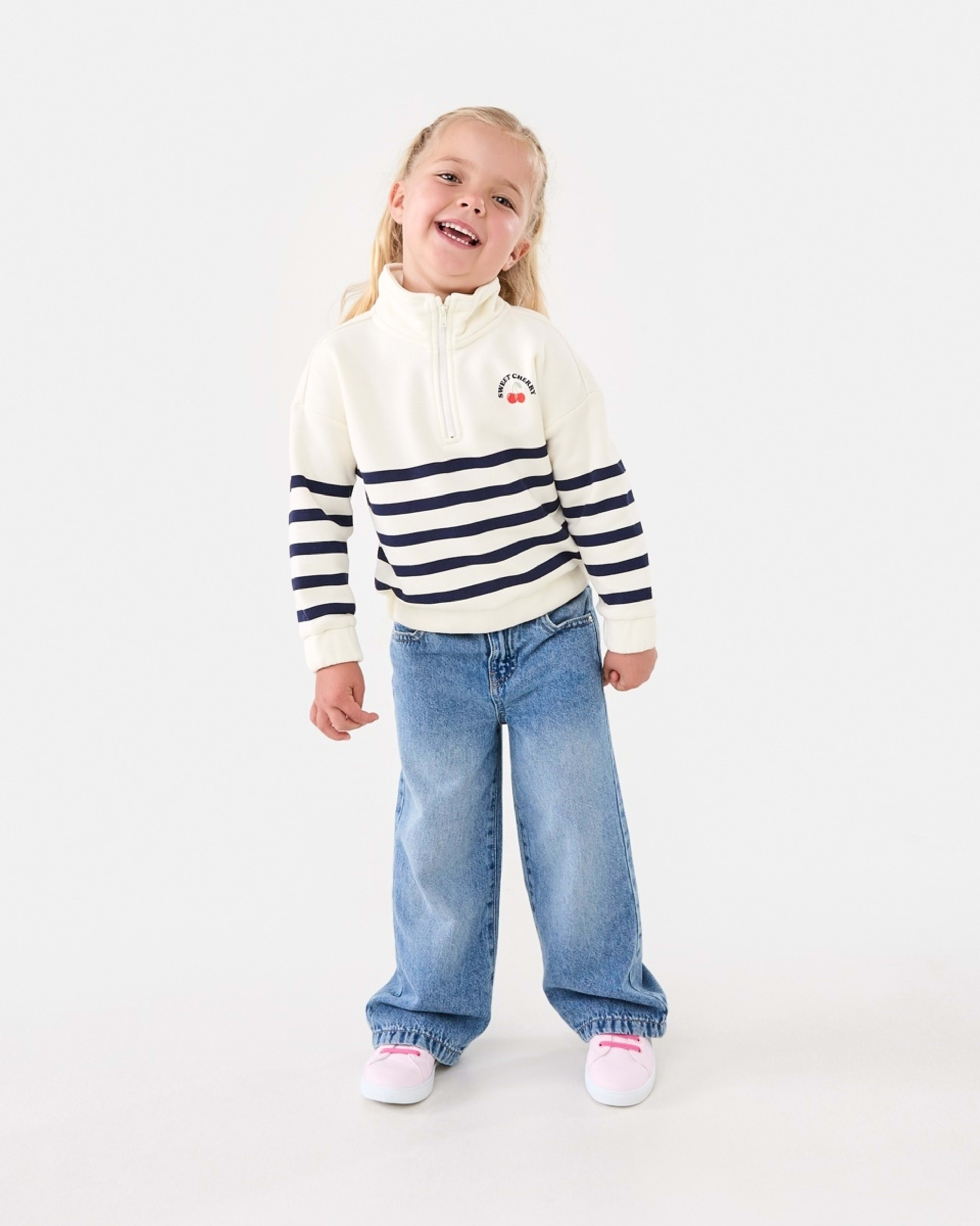 6 Quarter Zip Fleece Sweatshirt Stripe, 6 of 10