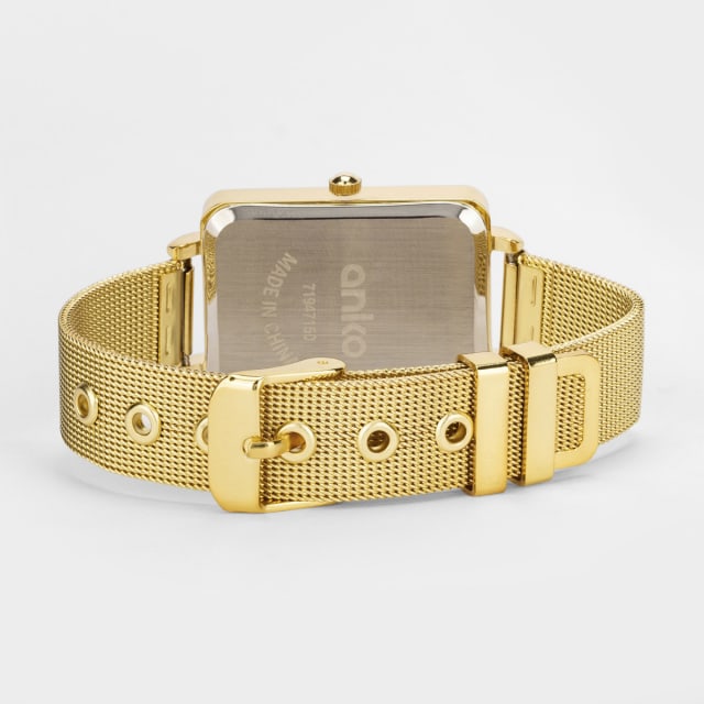 Womens Rectangle Watch Gold Look Kmart NZ