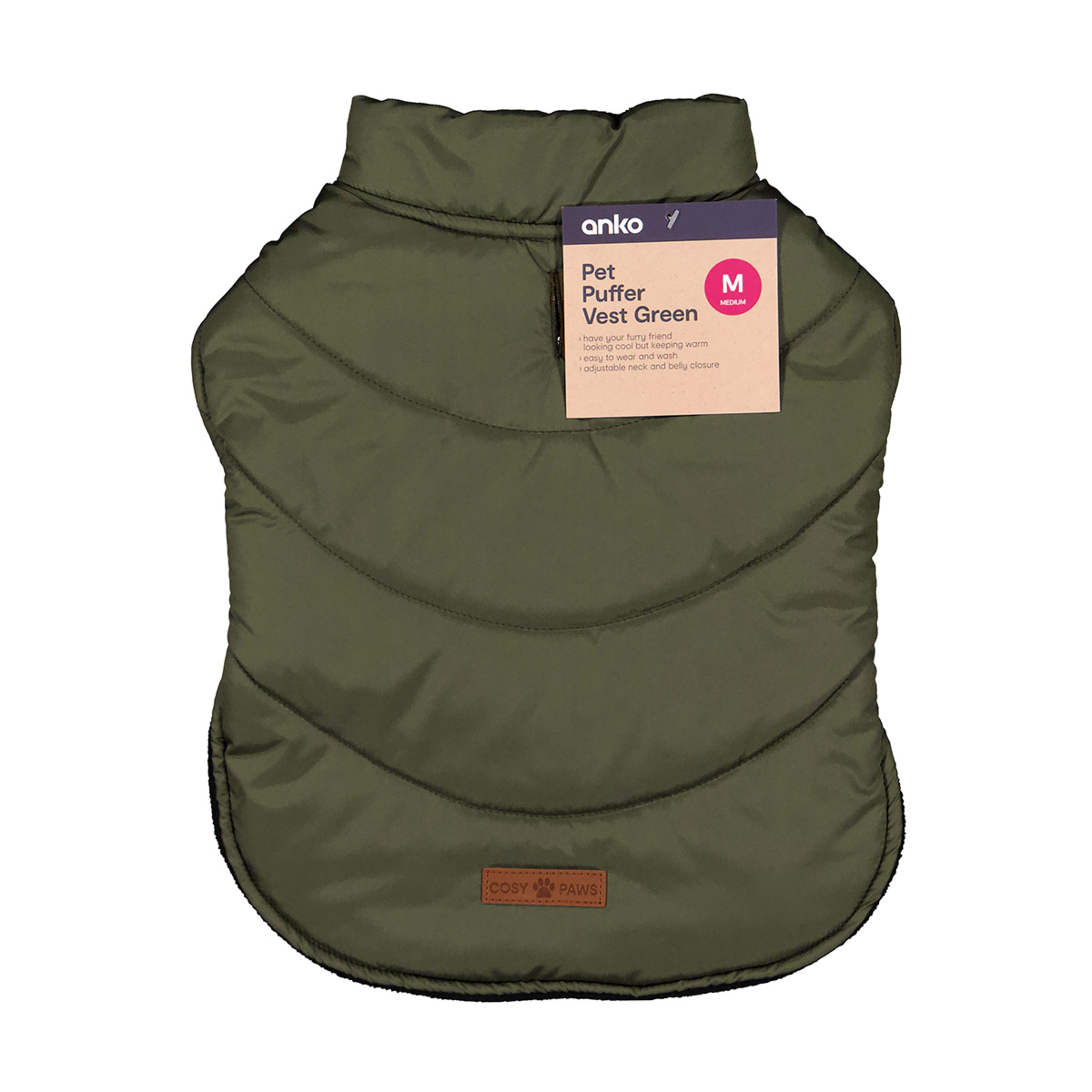 10 Pet Puffer Vest - Medium, Green, 10 of 10