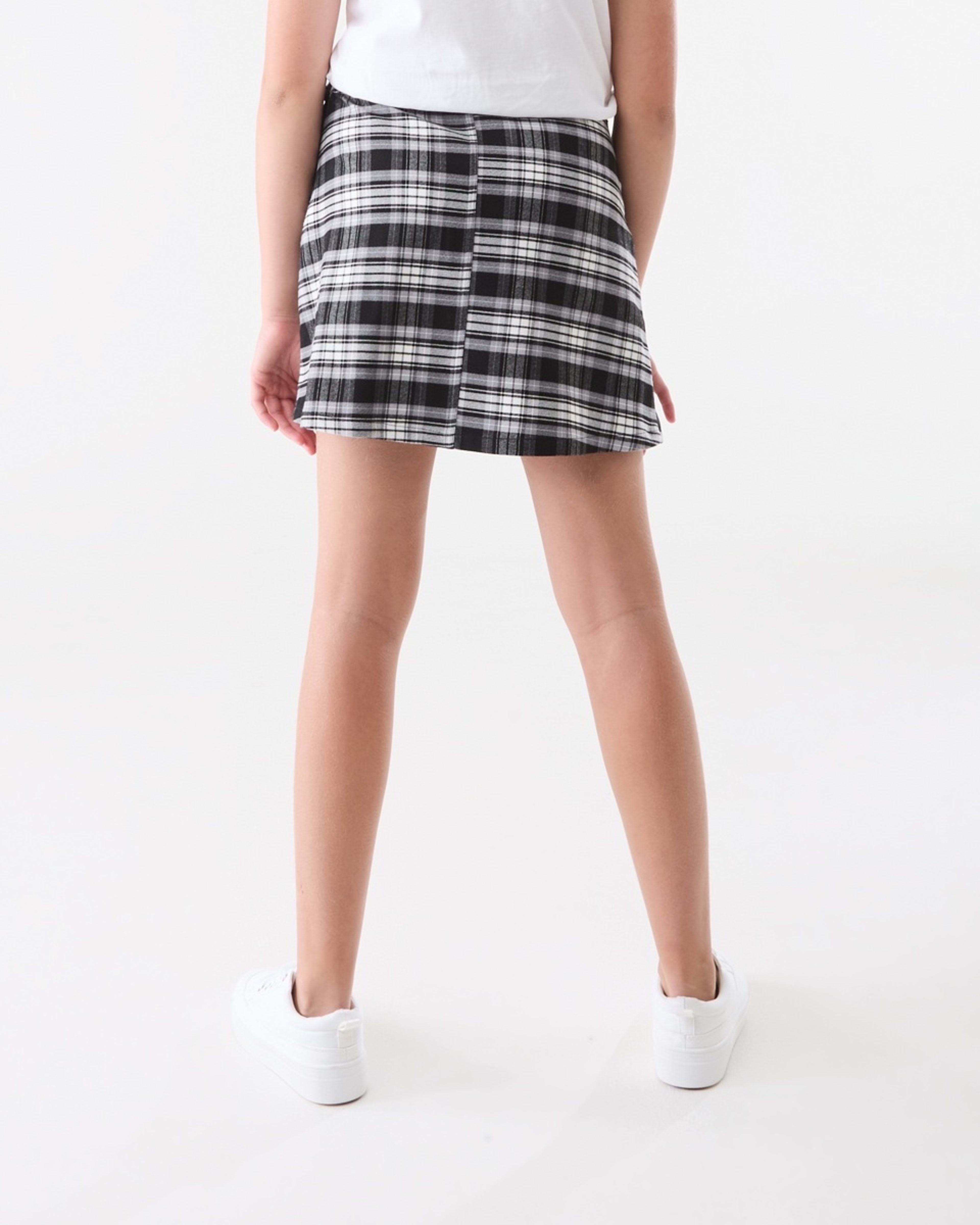 2 Pleated Check Skirt Black White Check, 2 of 6