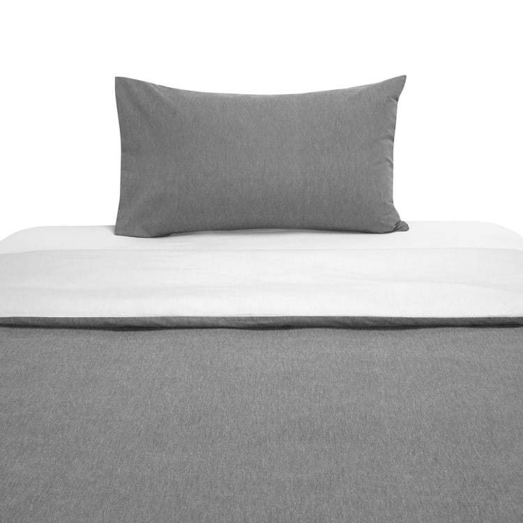 Billy Reversible Quilt Cover Set Single Bed, Grey Kmart