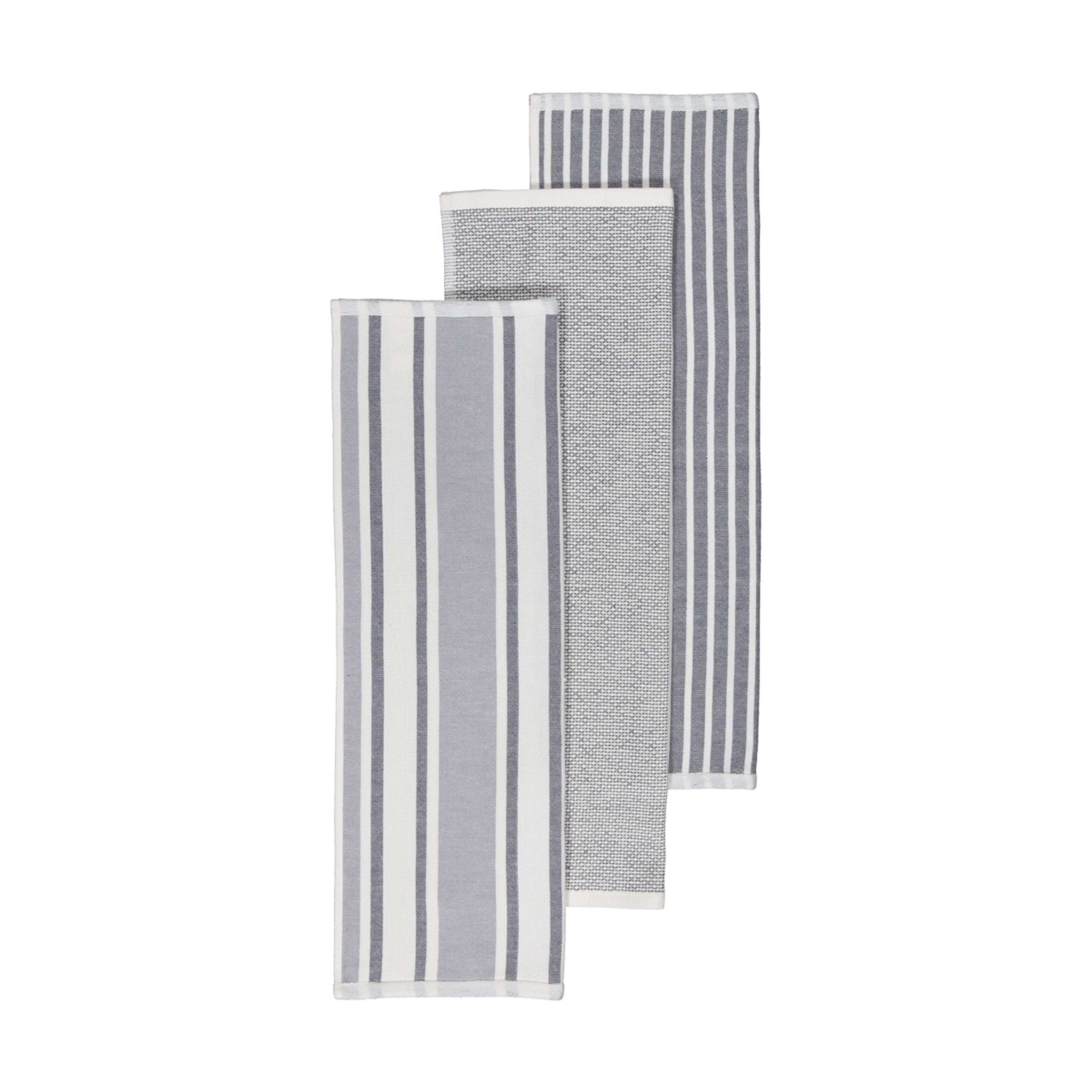 1 3 Pack Grey Stripe Tea Towels