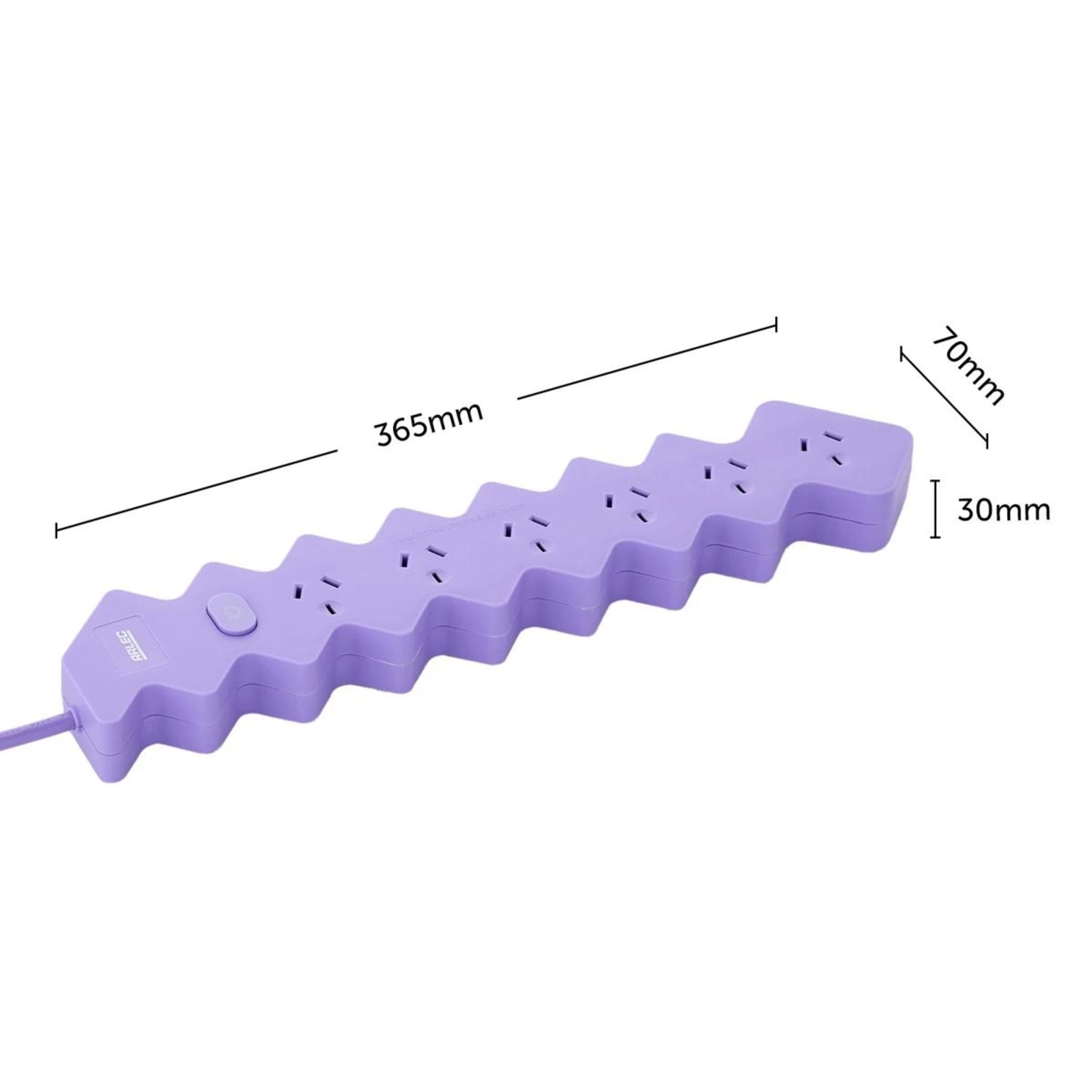 6 Arlec 6 Outlet Zig Zag Master On/Off Switch Powerboard - Lilac, 6 of 6