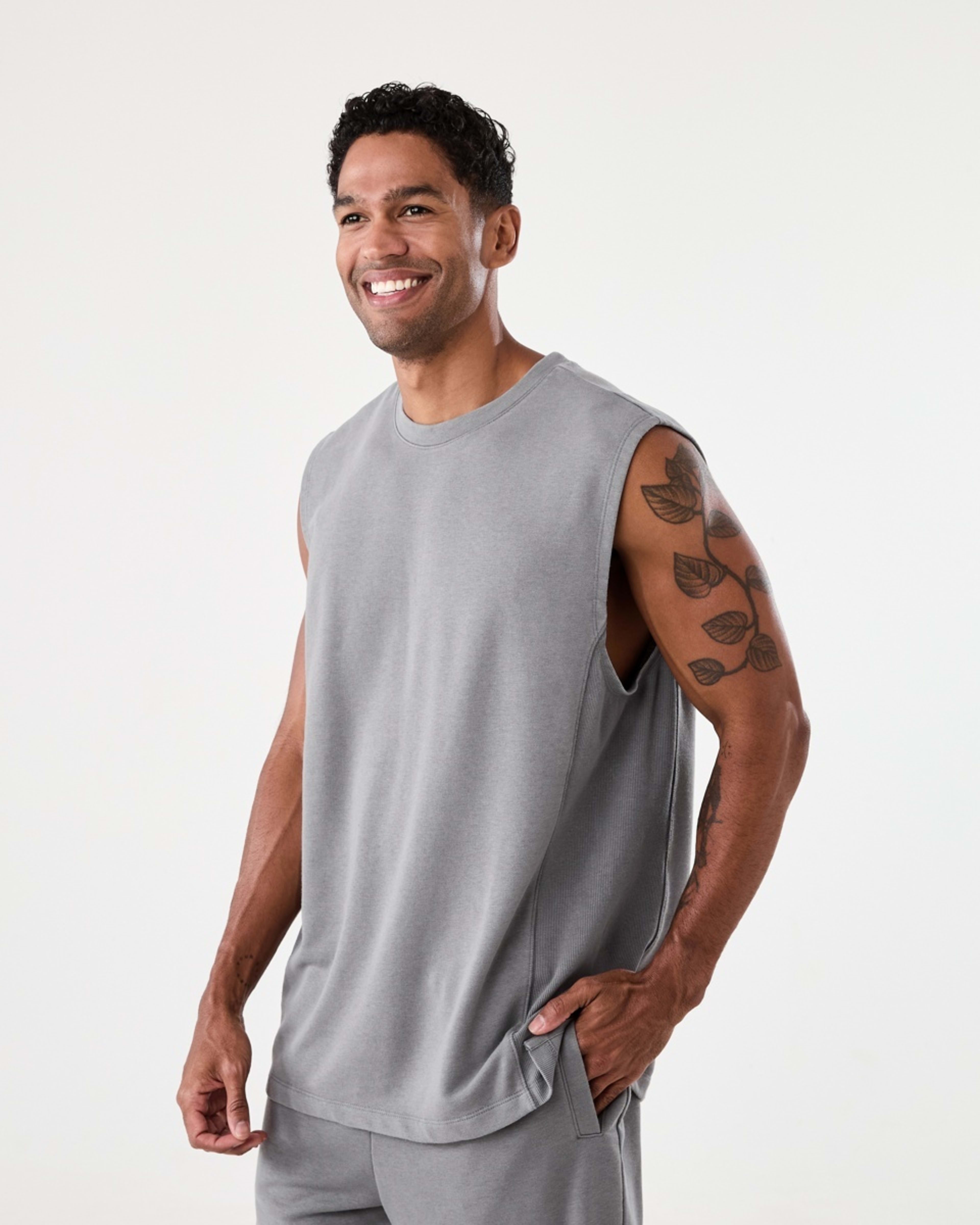 2 Active Mens Washed Terry Muscle Quiet Shade, 2 of 6