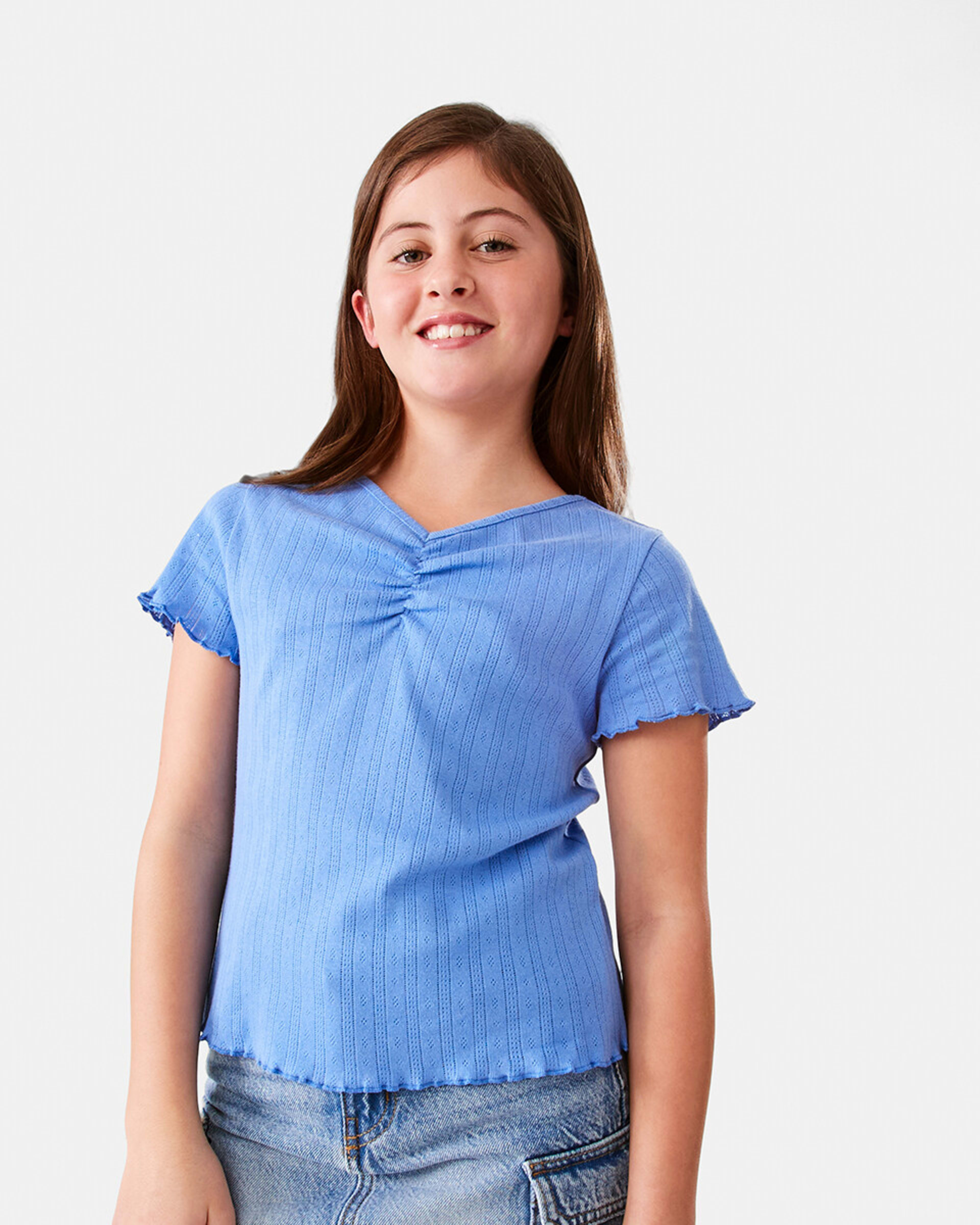 1 Ruched V-Neck Top Blu Marine