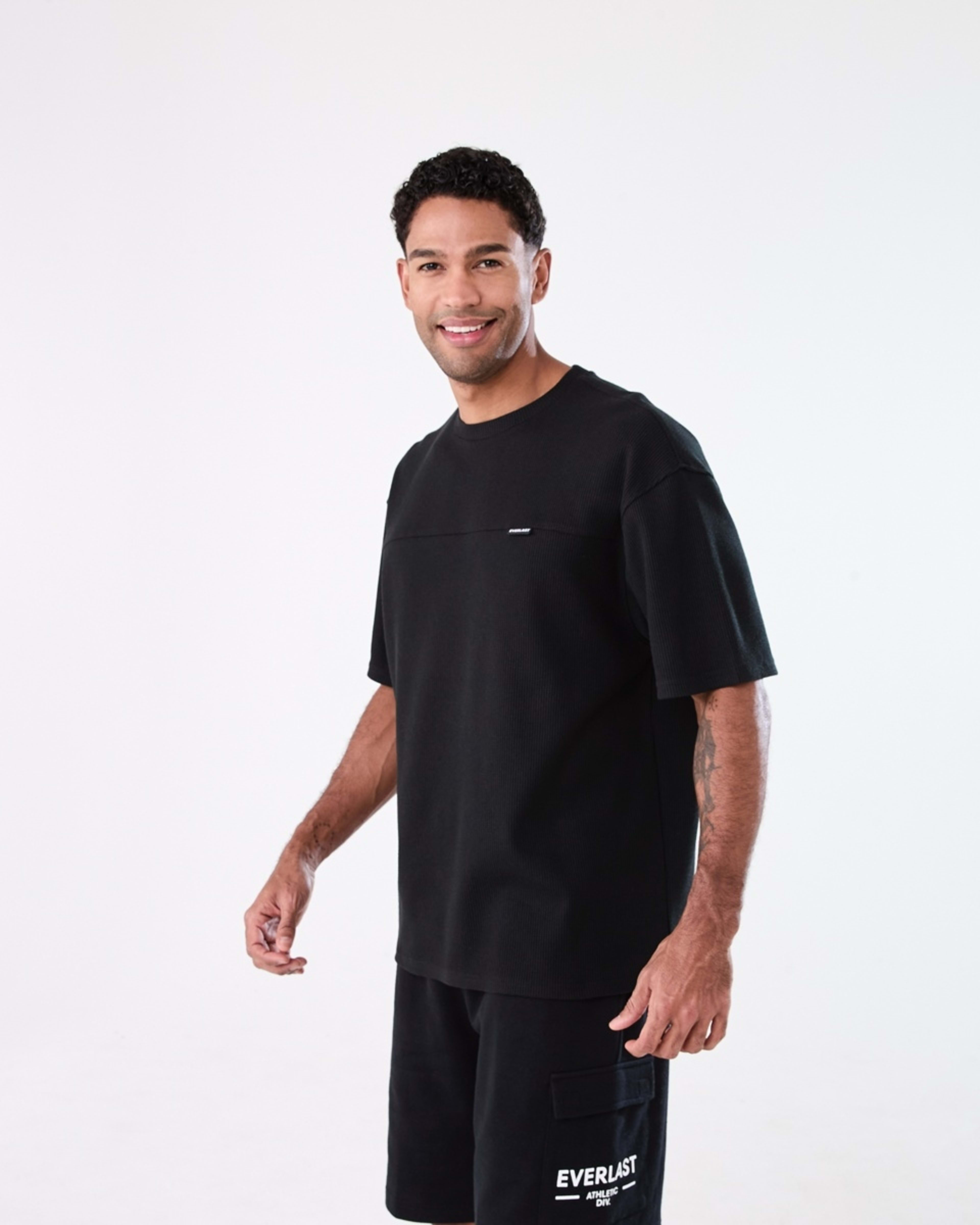 2 Everlast Mens Waffle T-shirt EVERLAST BLACK, 2 of 7