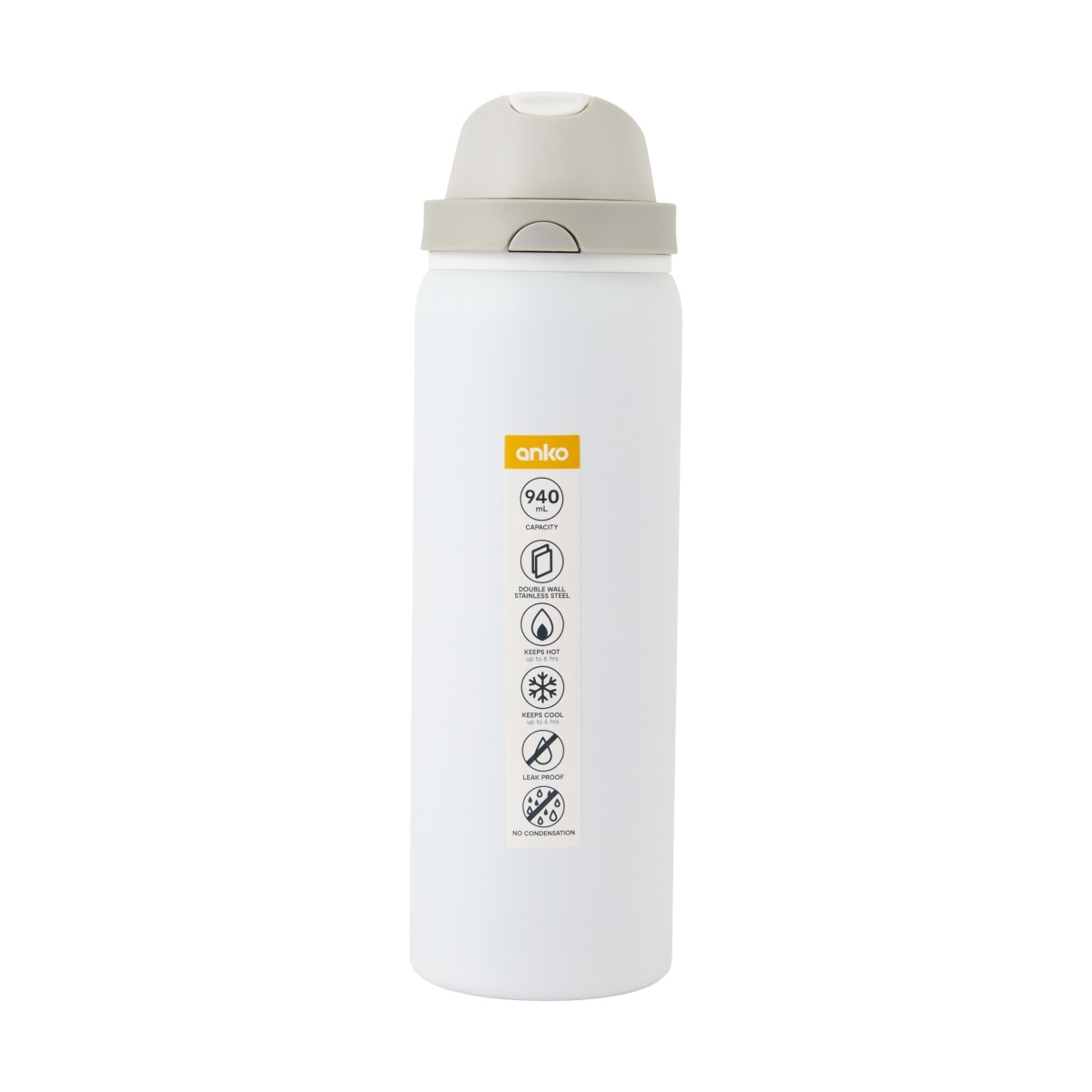7 940ml White Dual Function Drink Bottle, 7 of 7