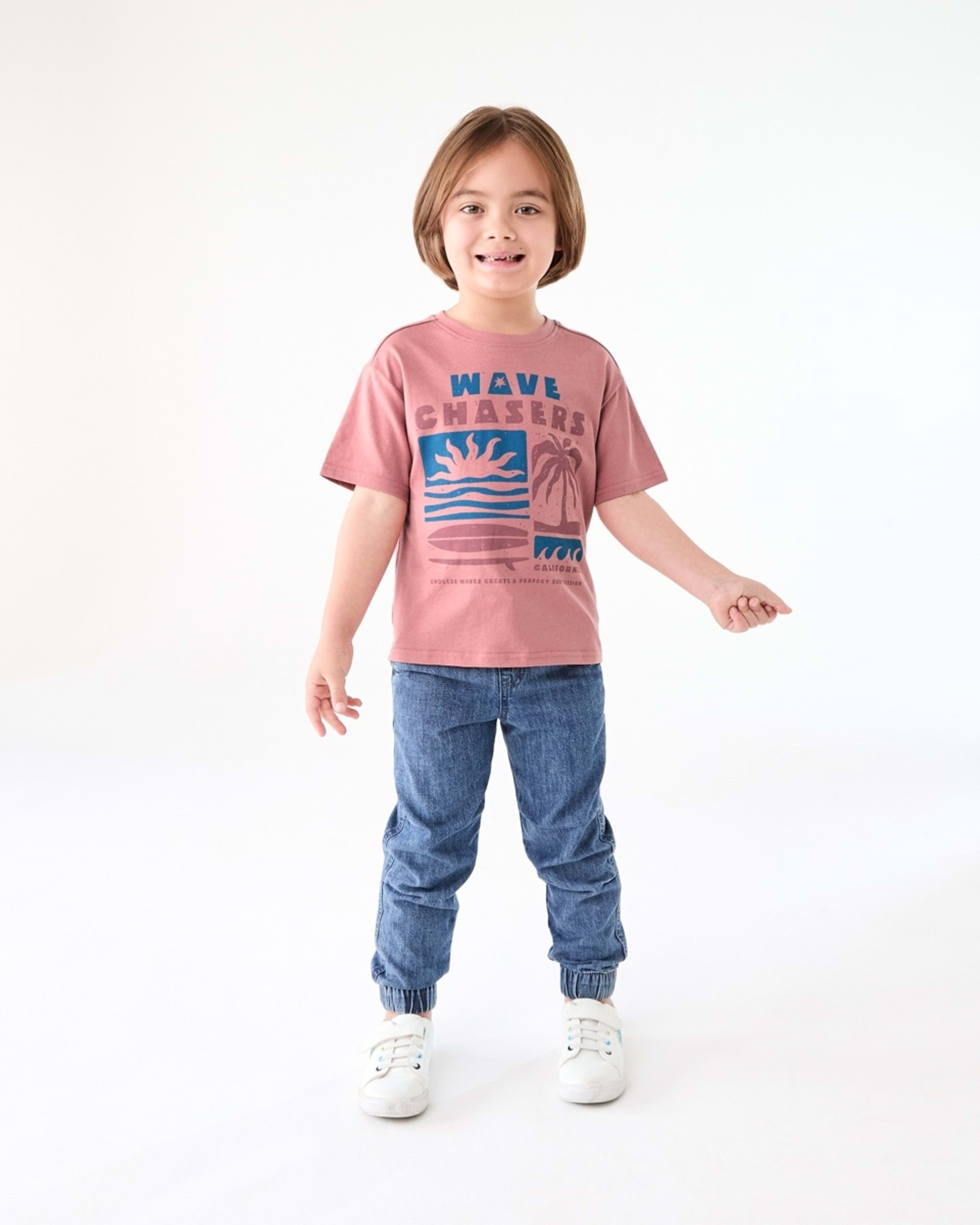 5 Chest Print T-shirt WAVE CHASERS WASHED CLAY, 5 of 6