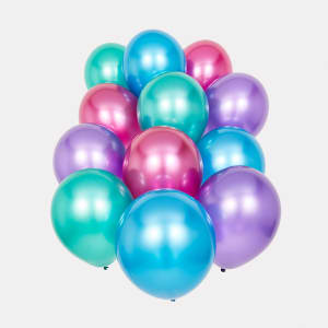 12 Pack Multi Coloured Chrome Balloons - Kmart