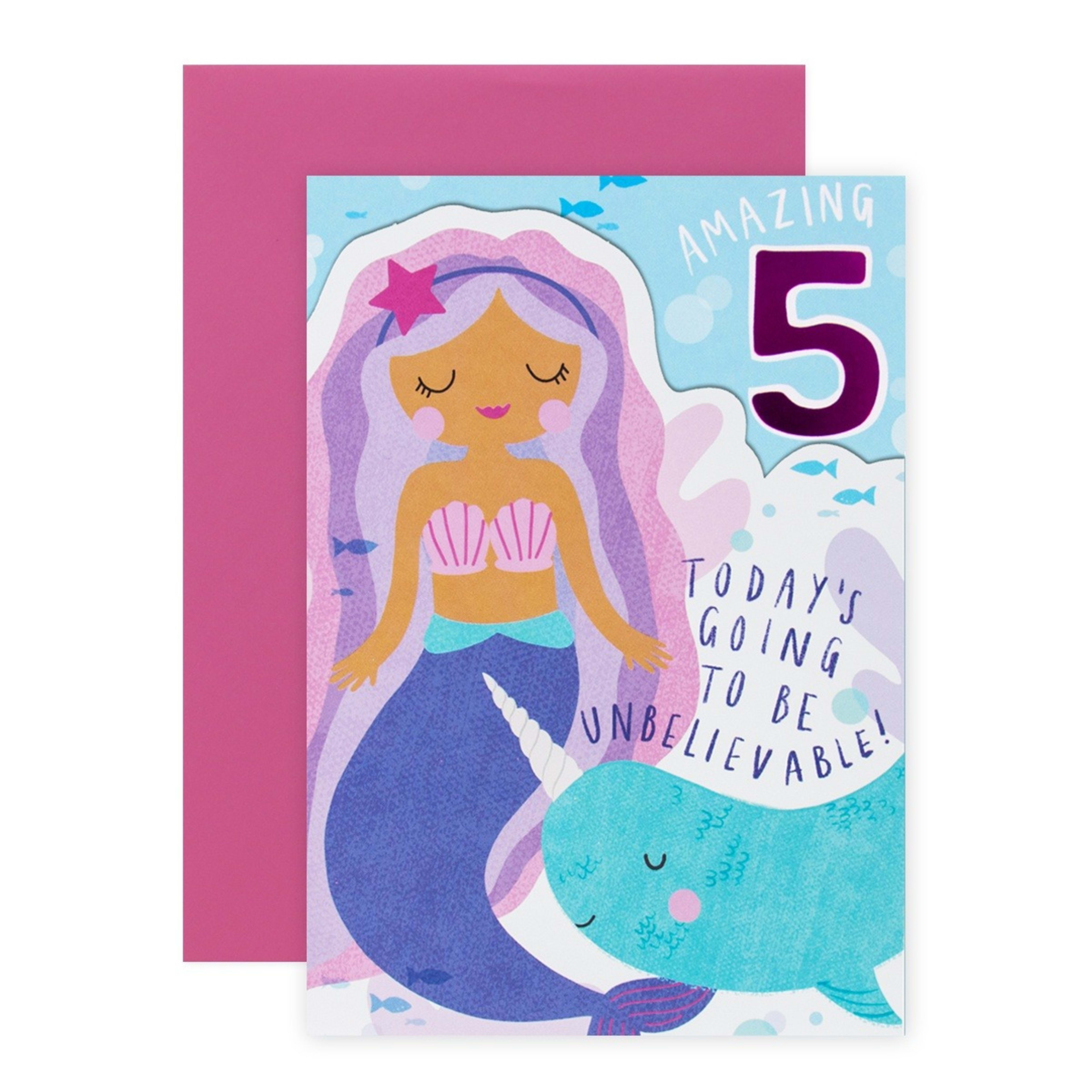 1 Connections from Hallmark 5th Birthday Card - Mermaid & Narwhal
