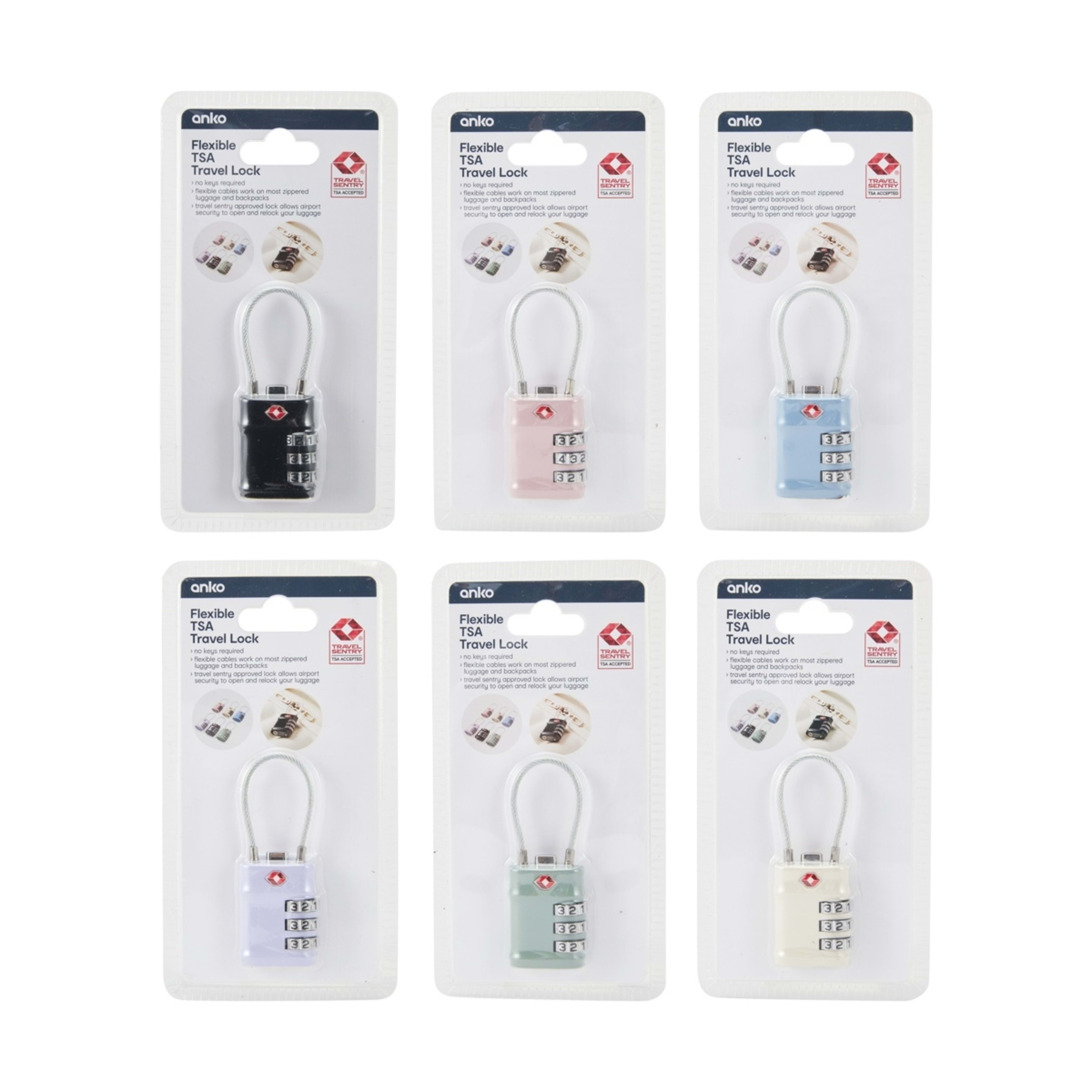 10 Flexible TSA Travel Lock - Assorted, 10 of 10