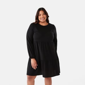 Curve Long Sleeve Frill Hem Dress