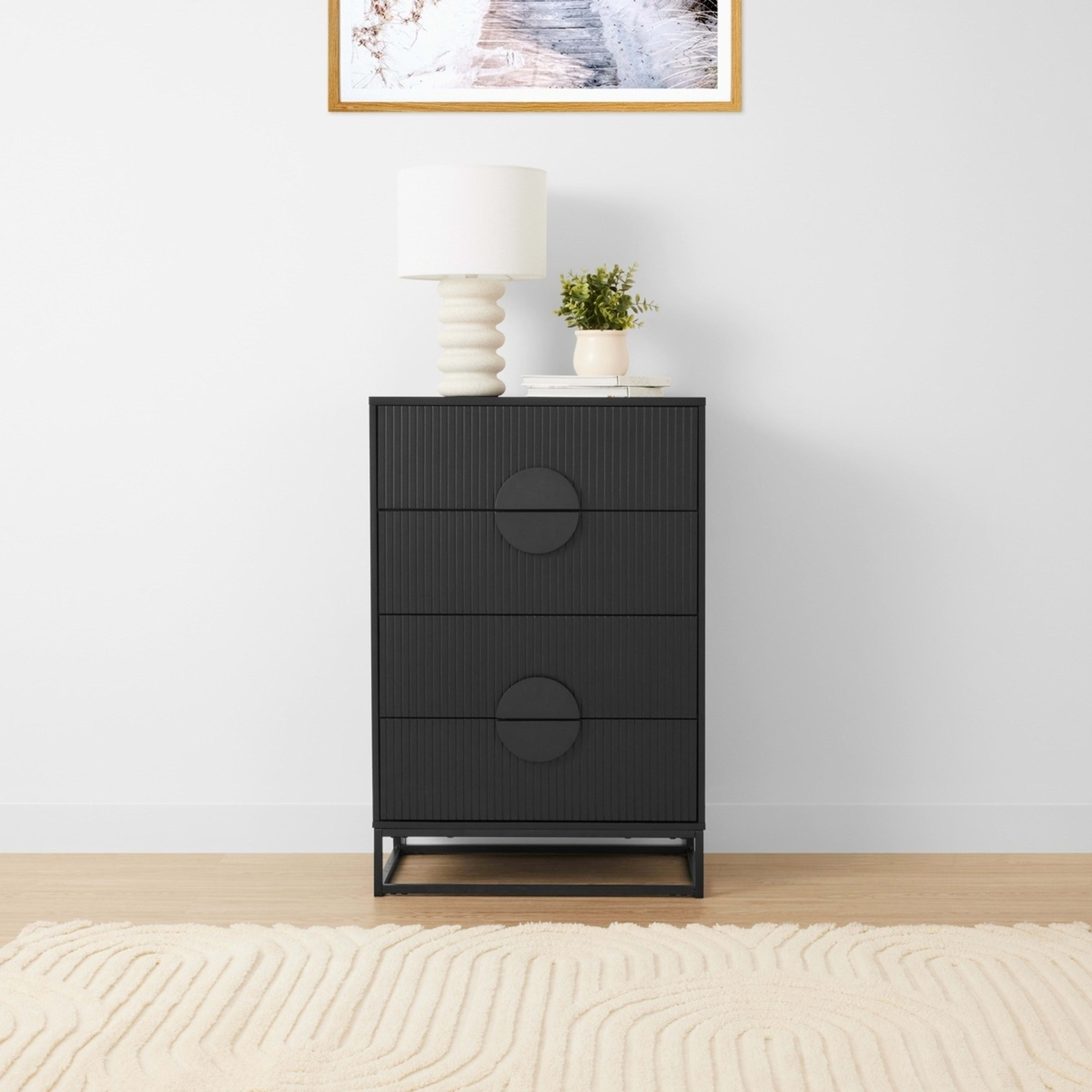 1 Stevie 4 Drawer Chest - Black, 1 of 10
