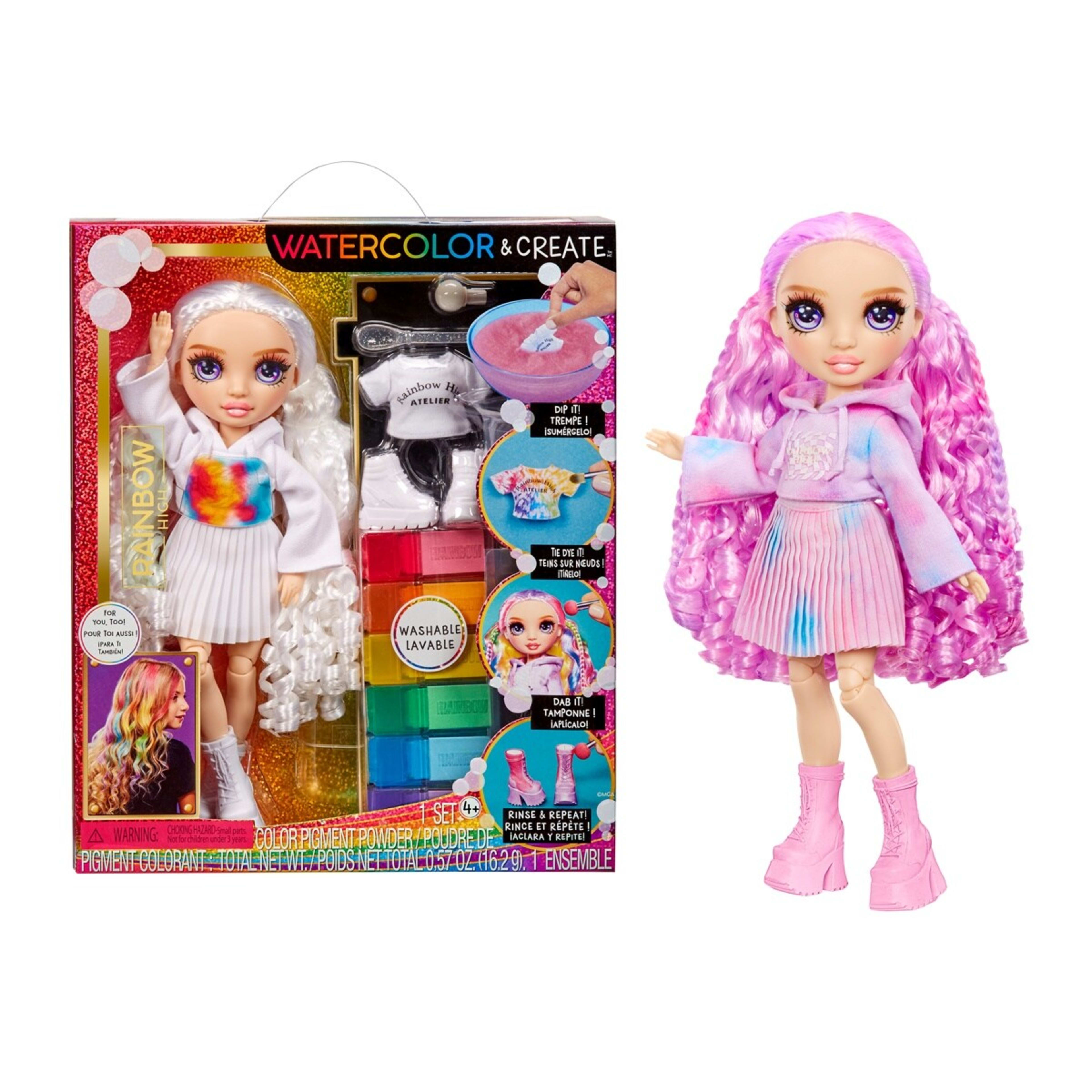 1 Rainbow High Watercolor & Create Theme Doll - Purple Eyes