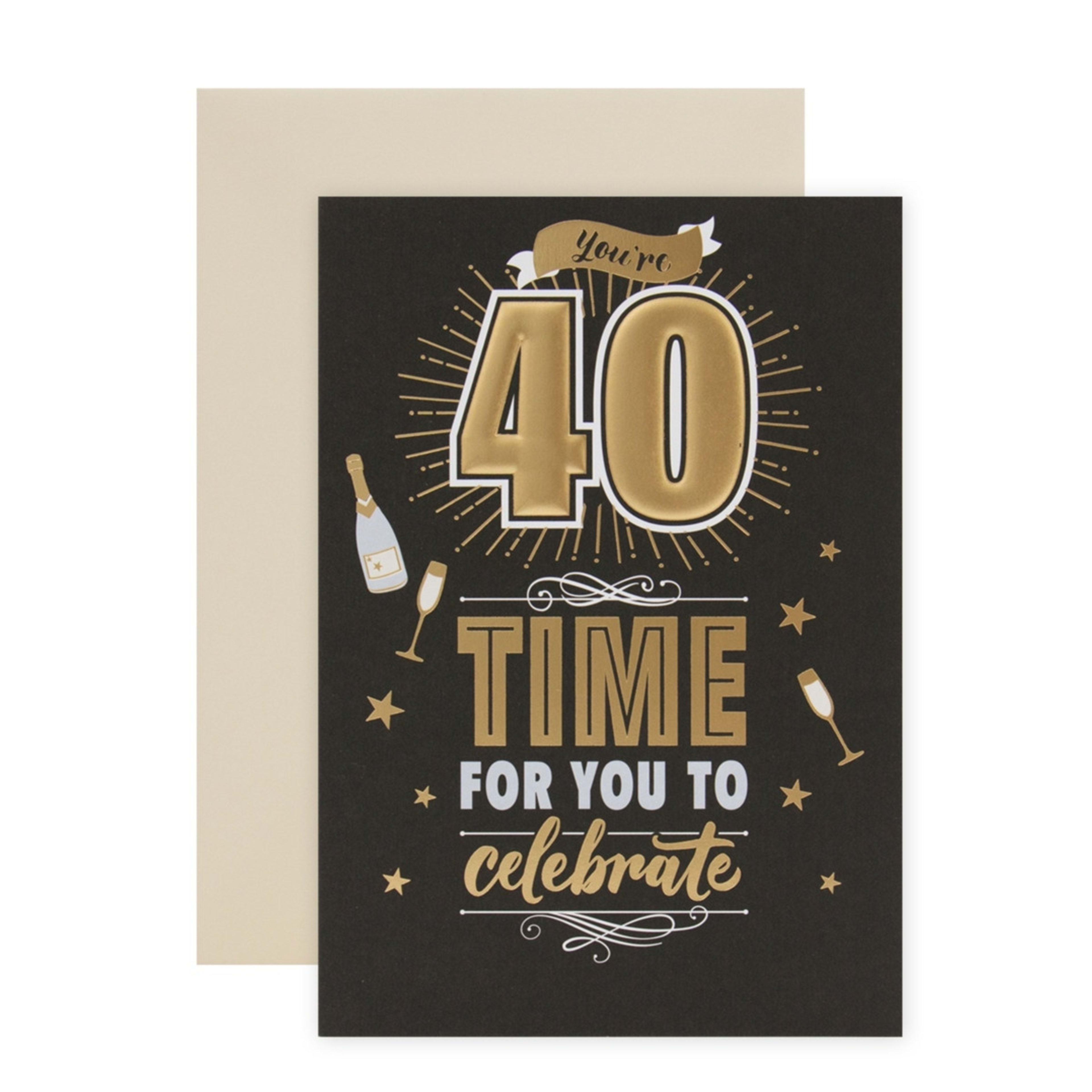 1 Connections from Hallmark 40th Birthday Card - Champagne and Stars