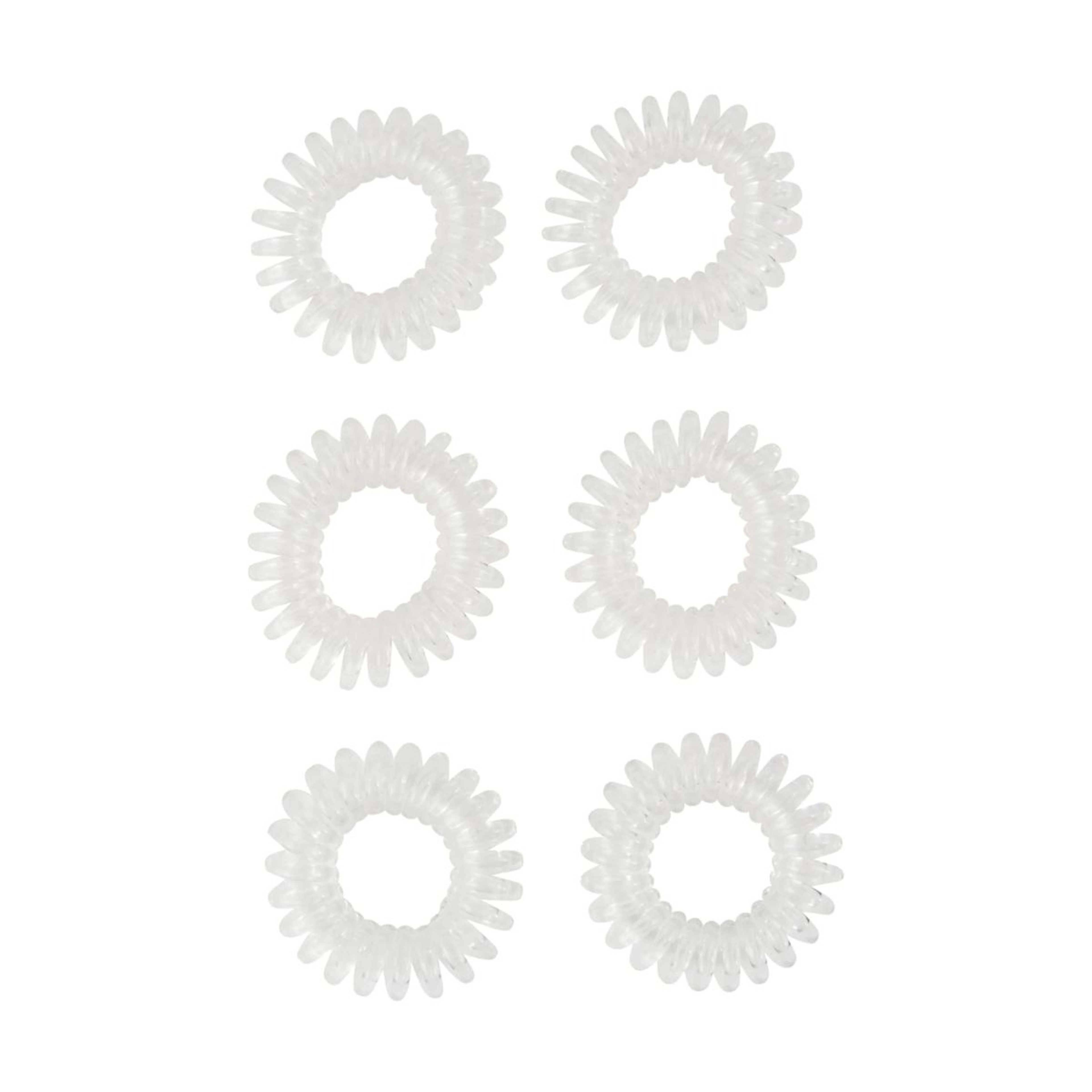 1 OXX Haircare 6 Piece Spiral Hair Elastics - Clear, 1 of 4