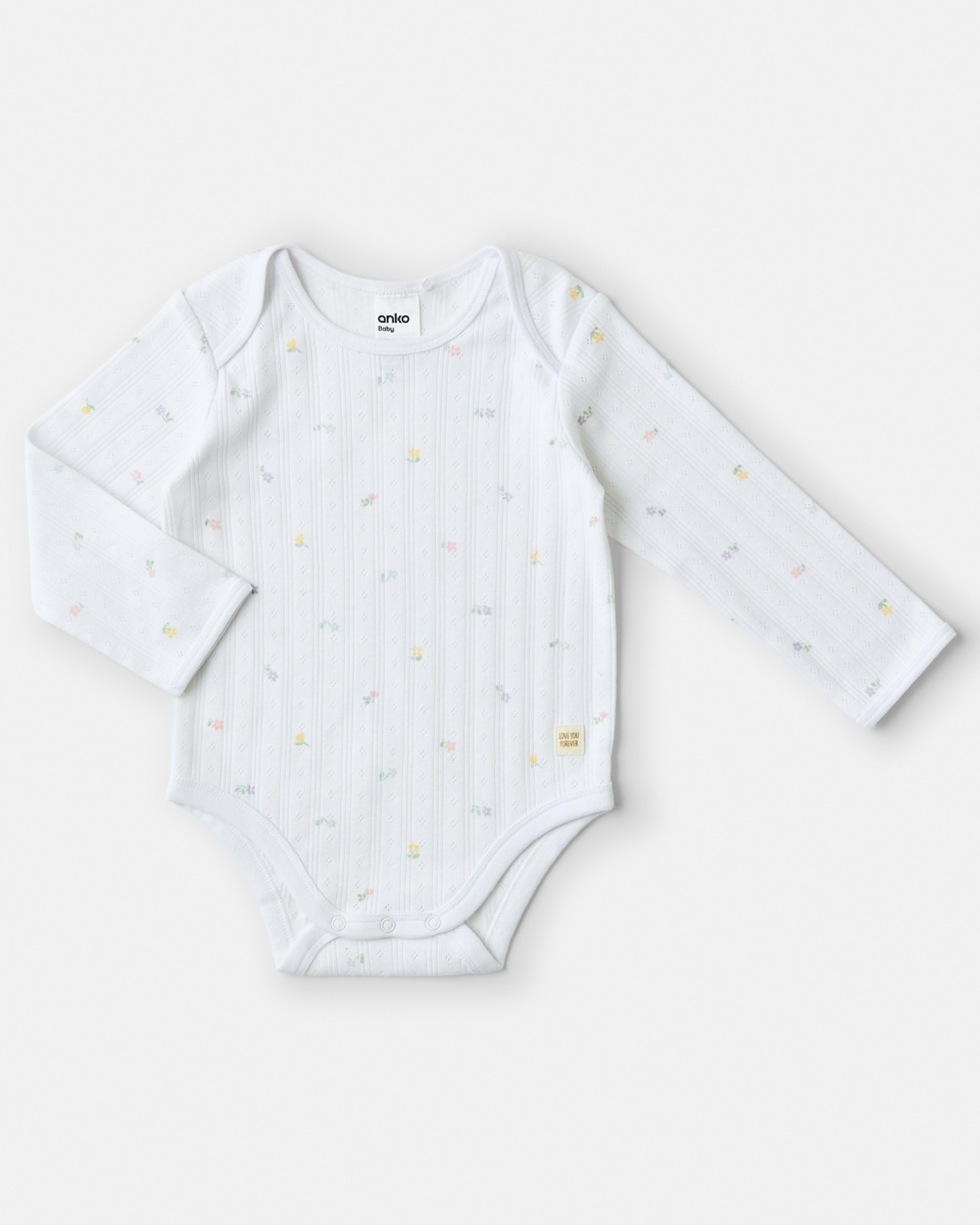 4 2 Piece Long Sleeve Newborn Set WHITE FLORAL, 4 of 5